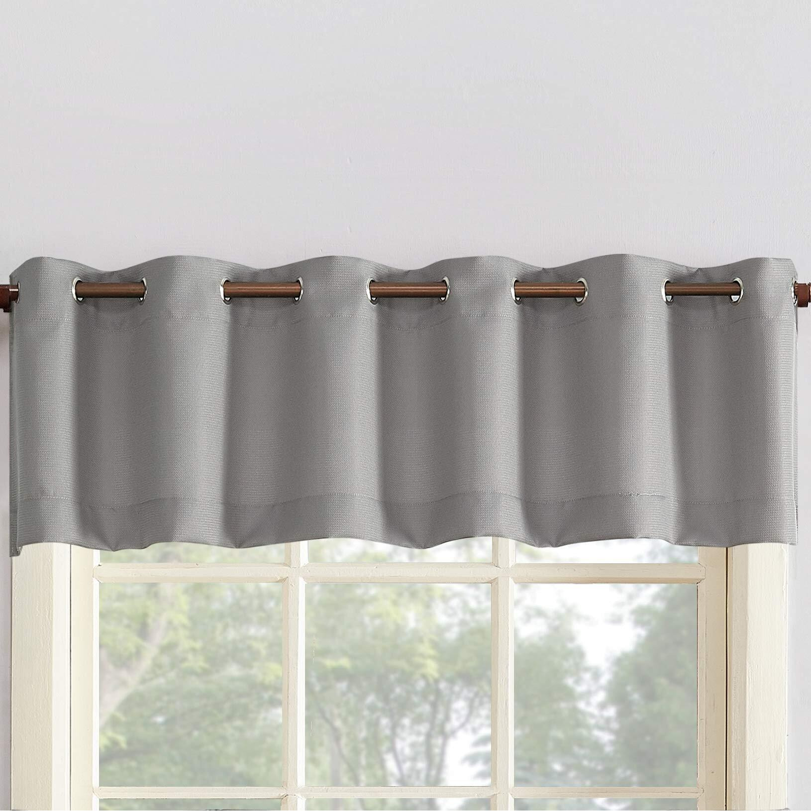 No. 918 Montego Casual Textured Semi-Sheer Grommet Kitchen Curtain Valance, 56"" X 14"", Nickel