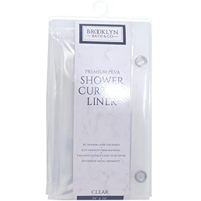 Home Expressions Curtain Liner - 70 X 72 6 Gauge Peva Shower Curtain Liner With Metal Grommet And 3 Magnetic Weights (Clear Peva)