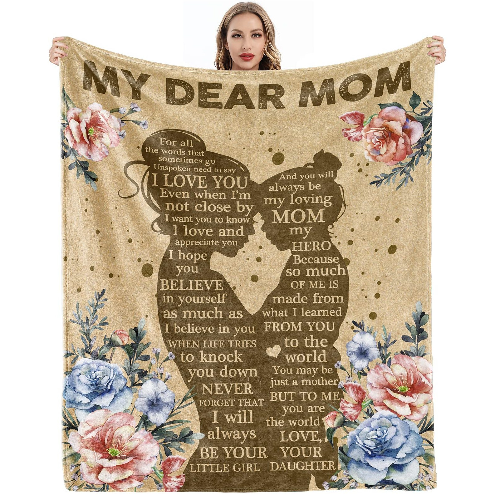 Gifts For Mom From Daughter, Mothers Day Birthday Gifts For Mom, Mom Gifts, Mom Blanket From Daughter, Mom Birthday Gifts, Presents For Mom, Soft Cozy Flannel Throw Blanket 60X50 Inches