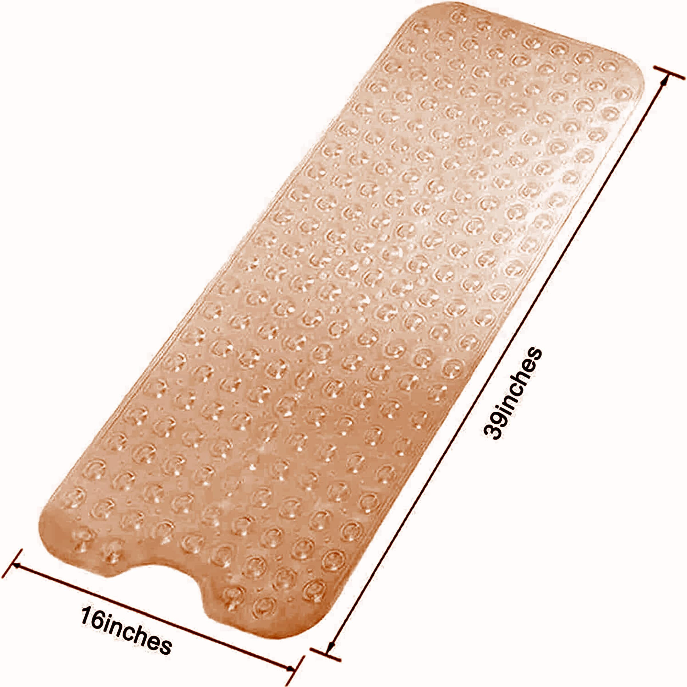 Comuster Tub And Shower Mat, Extra Long Non Slip Bath Mat (39"" X 16""), Machine Washable Bathroom Tub Mat (Pure Pink)