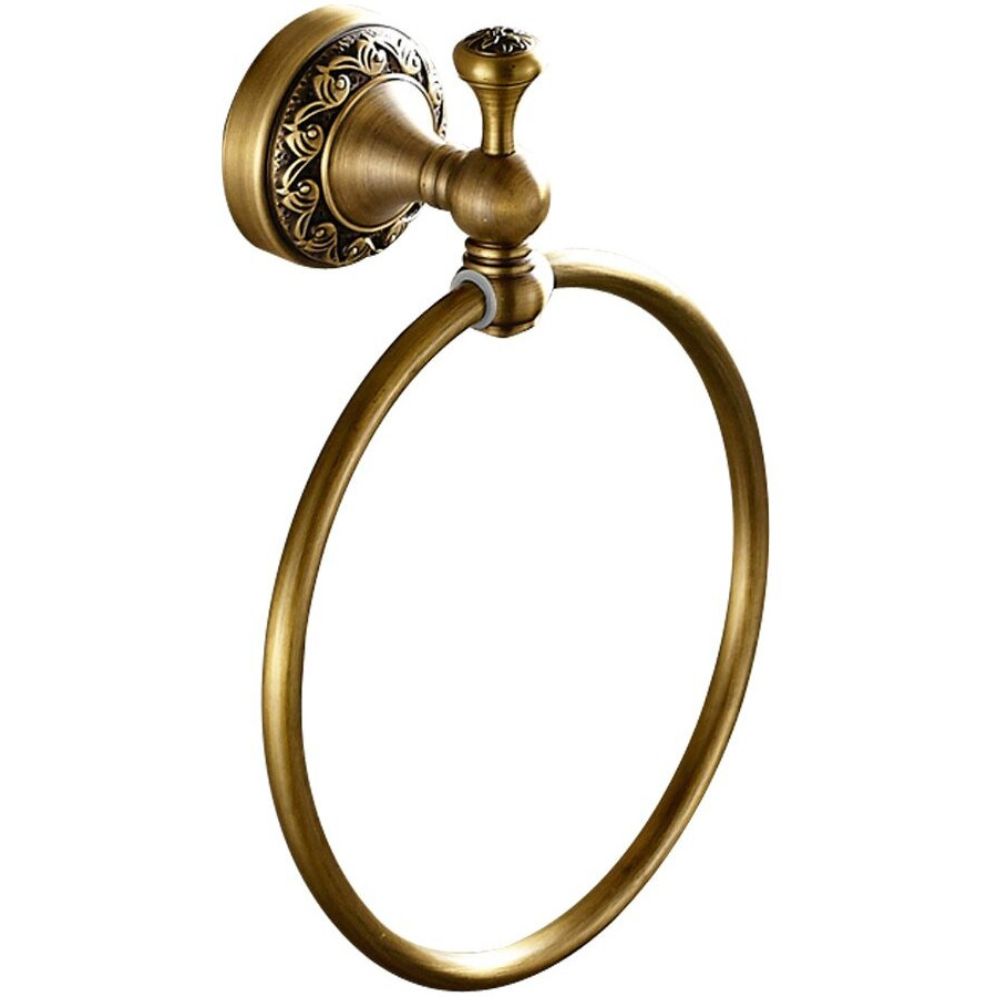 Leyden Brass Towel Ring, Antique Retro Round Towel Holder, Wall Mounted Bath Hand Towel Rack Rail Bathroom Hardware Classical Ancient Wave Pattern Base