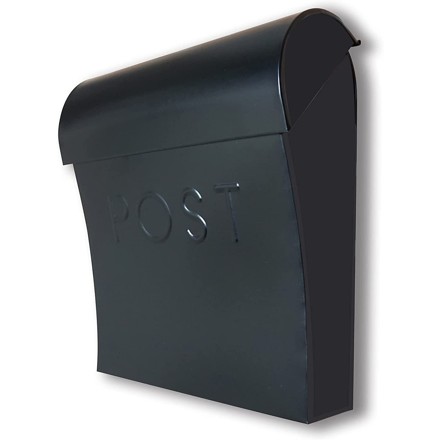 Nach Vicki Black Mailbox, Wall Mount Mailboxes For Outside, Weather Resistant Metal Mailbox, Maximum Rust Protection, 11X4.5X12.5 In, Mb-7300