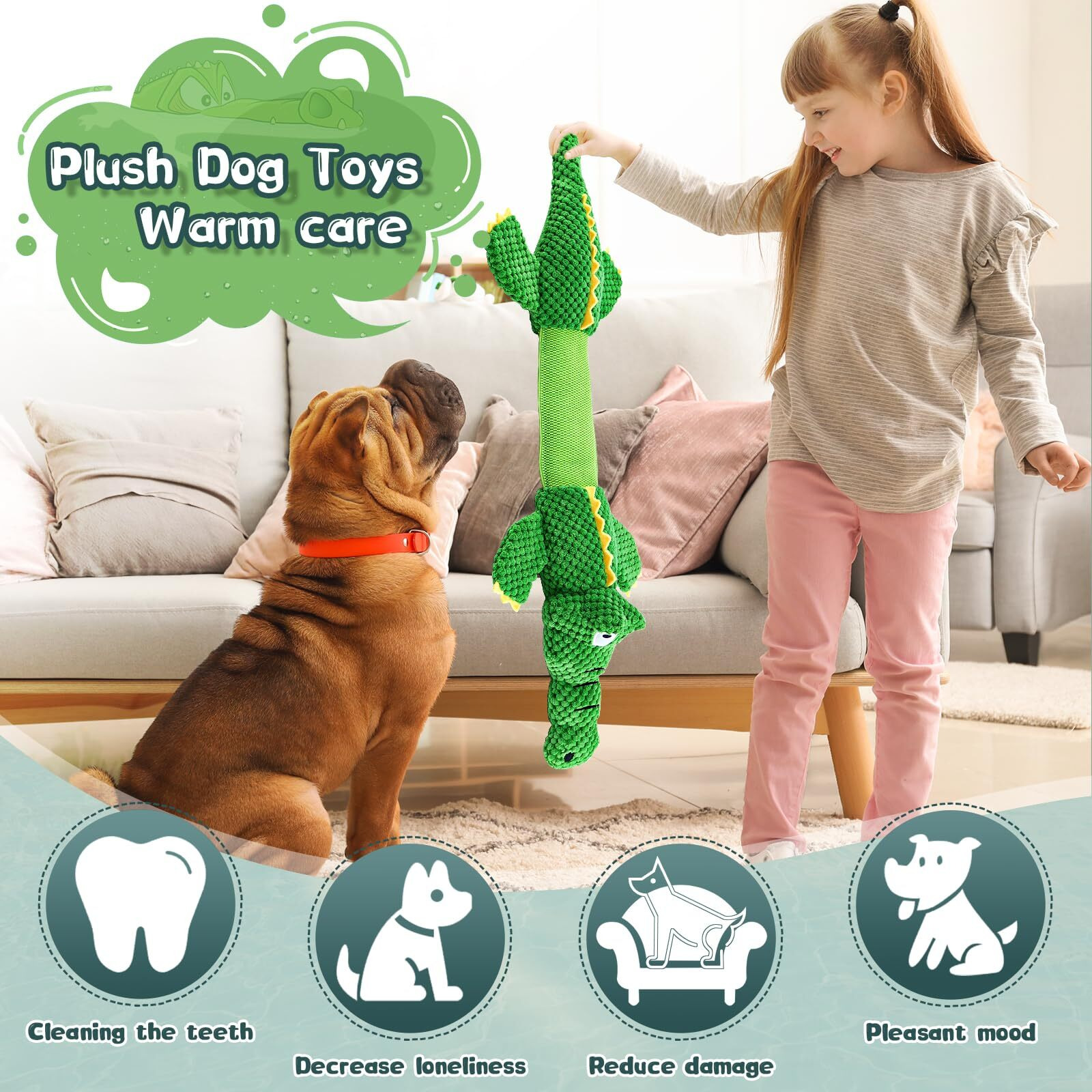 Wowbala Dog Toys For Aggressive Chewers  Tough Interactive Tug Of War Dog Toys-Squeaky Chew Toys For Small,Medium,Large Breed