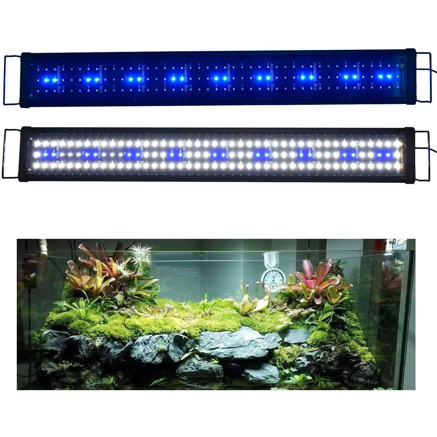 Kzkr Aquarium Hood Lighting Fish Tank Light 36 Inch - 46 Inch For Freshwater And Saltwater Blue And White Light 90Cm - 115Cm