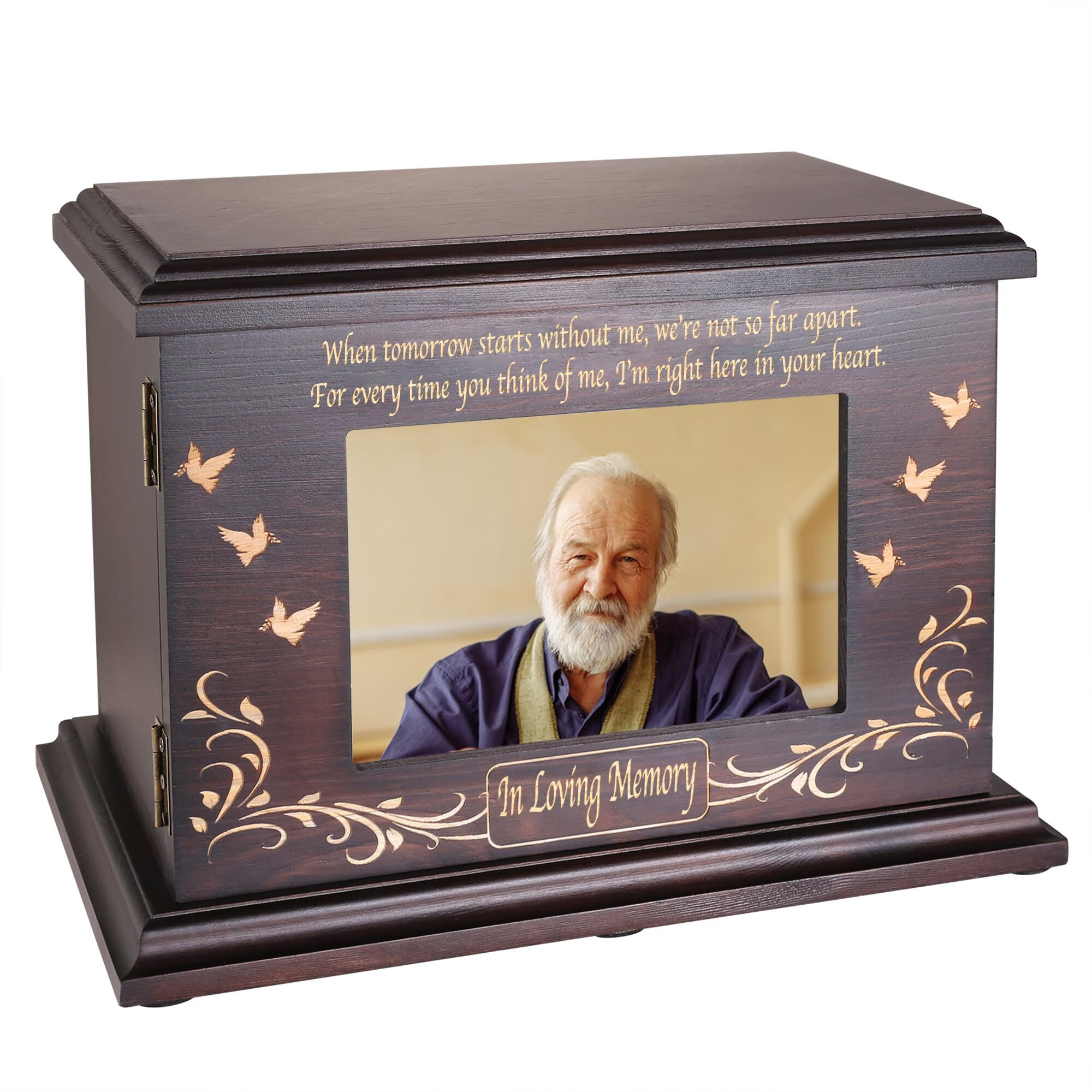 Cremation Memorial Urns For Human Ashes Adult Male Female, Wooden Picture Frame Urns Box And Casket For Ashes Men Women Child, Burial Funeral Urns For Ashes, Holds Up To 250 Lbs