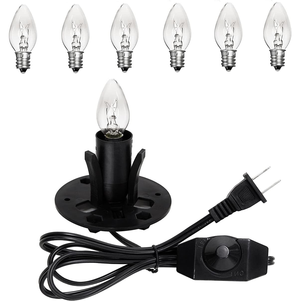 Venforze Himalayan Salt Lamp Cord Replacement With Dimmer Switch And E12 Halogen Salt Lamp Bulbs(6-Pack), 5 Feet Salt Lamps Cords With Base Assembly