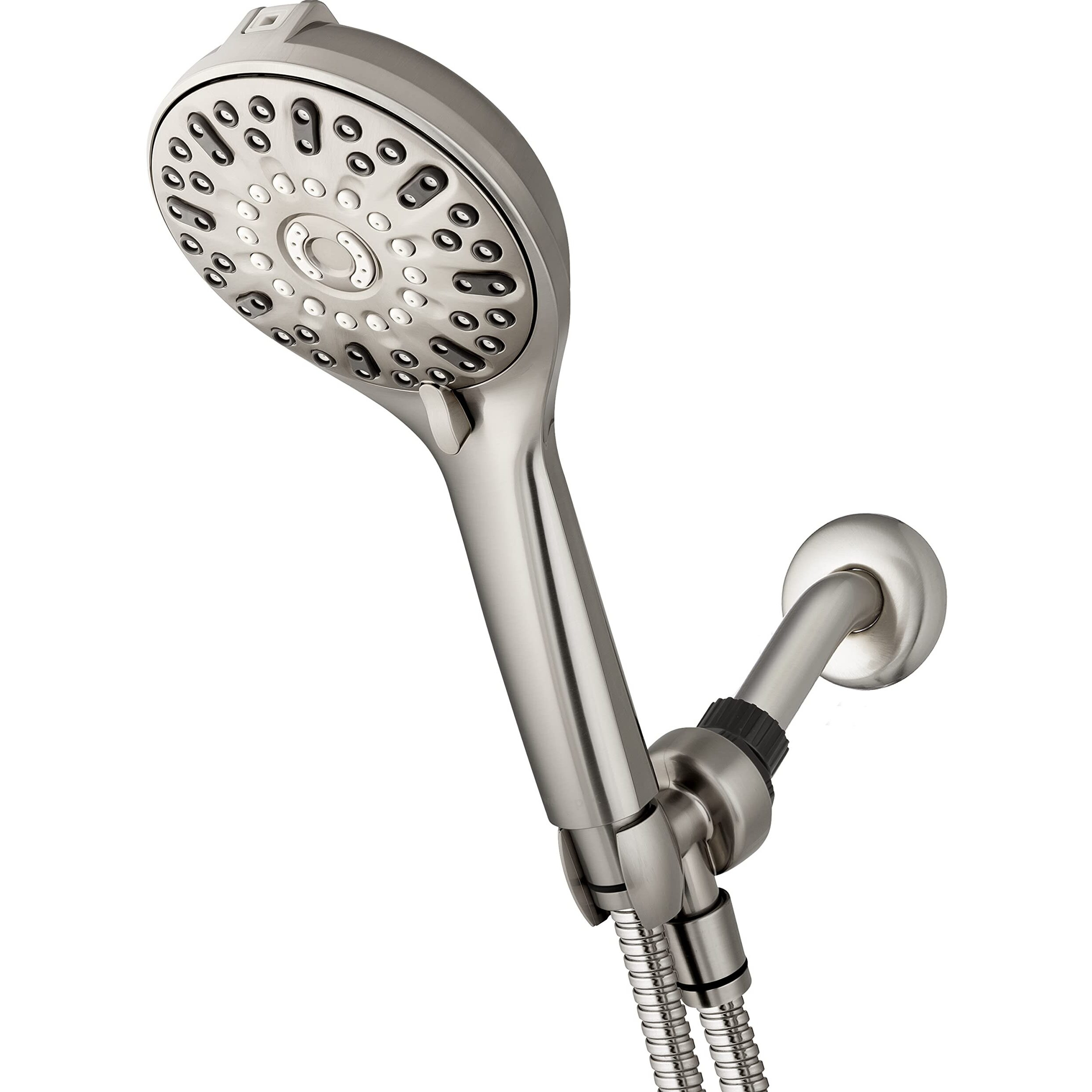 Waterpik Showerclean Pro Hand Held Shower Head High Pressure Rinser With Built-In Power Jet -Wash, Shower -Cleaner In Brushed Nickel, Qcm-769Me
