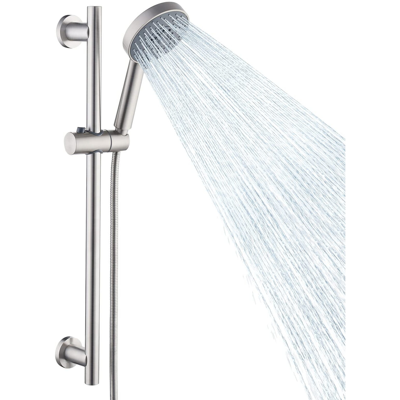 Kes Handheld Shower Head With Adjustable Shower Slide Bar 5 Function Extra Long Hose Polished Finish, F204-Ps-C1
