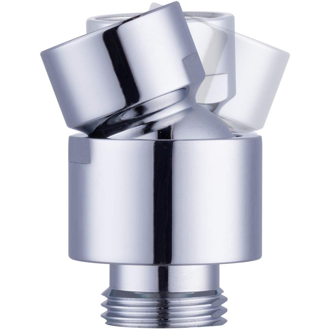 Hibbent All Metal Shower Head Swivel Ball Joint Adapter, Solid Brass Adjustable Shower Arm Connector, Shower Arm Extension, Showerhead Connector, Universal Showering Component, Polished Chrome
