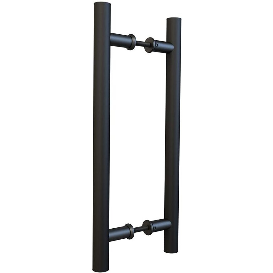 Jubest 16"" Push Pull Door Handle, Double Sided H Shape Sliding Door Handle, Heavy Duty Swing Door Handle, Flat Black