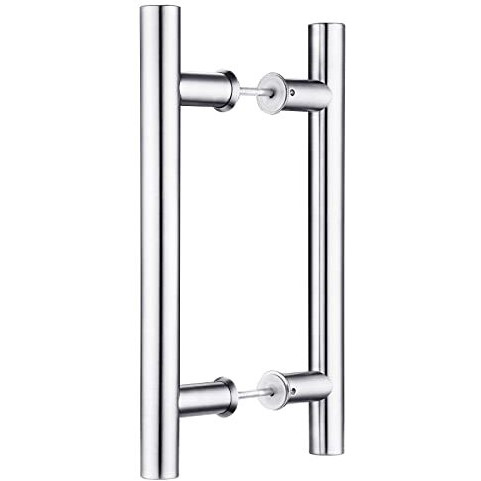 Easelife 12"" Stainless Steel Double Sided Push Pull Door Handle,H Shape Sliding Door Handle,Brushed,Fit For Glass Door Wooden Door