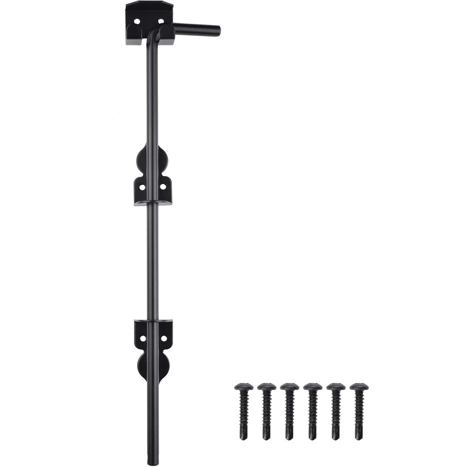 18"" Cane Bolt Drop Rod Heavy Duty Gate Hardware Black Solid Steel Gate Ground Latch For Wood Pvc Vinyl Metal Gates Fences Doors, Holding Gate To The Ground