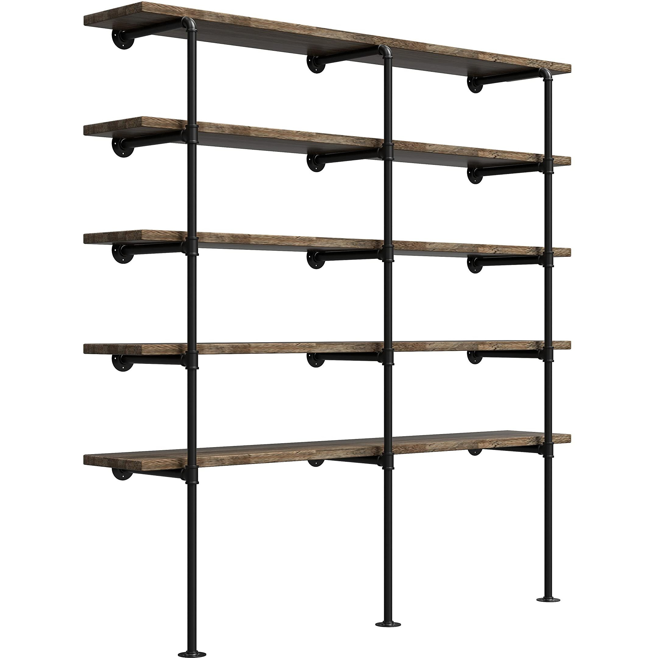 (77"&quotTall,14"&quotDeep,3Pcs) Industrial Retro Wall Mount Iron Pipe Shelf,Diy Open Bookshelf,Hung Bracket,Home Improvement Kitchen Shelves,Tool Utility Shelves, Office Shelves, Pipe Shelving