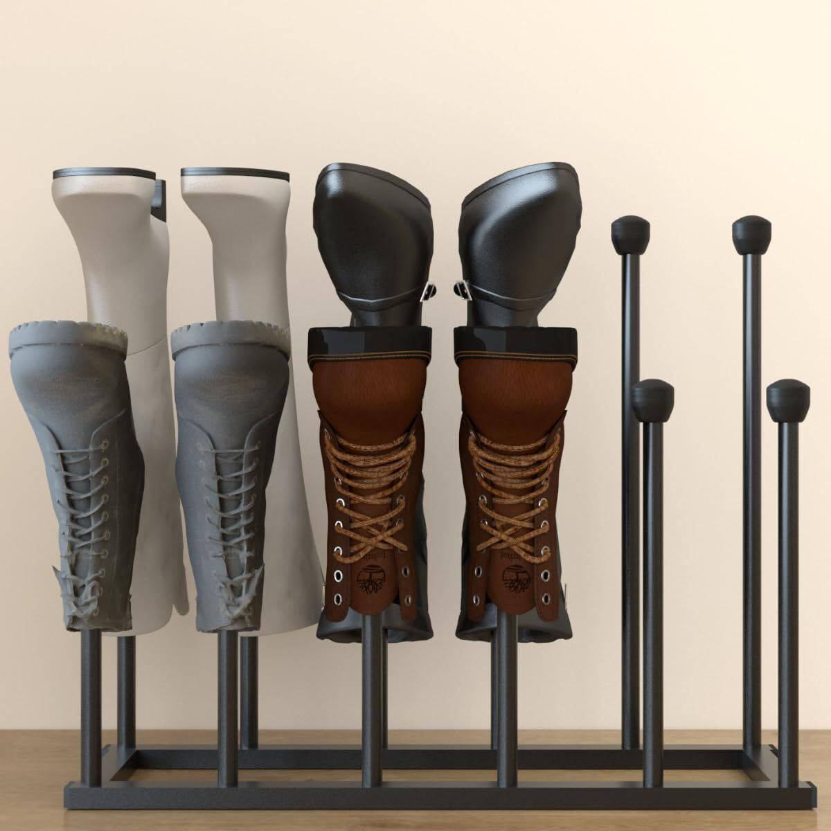 Tigerden 22In Clearance Height Free Standing Shoe Racks, Tall Black Metal Boot Rack Organizer For 6 Pairs, Knee-High Boot Storage Shelf For Closet, Bedroom, Entryway, Hallway