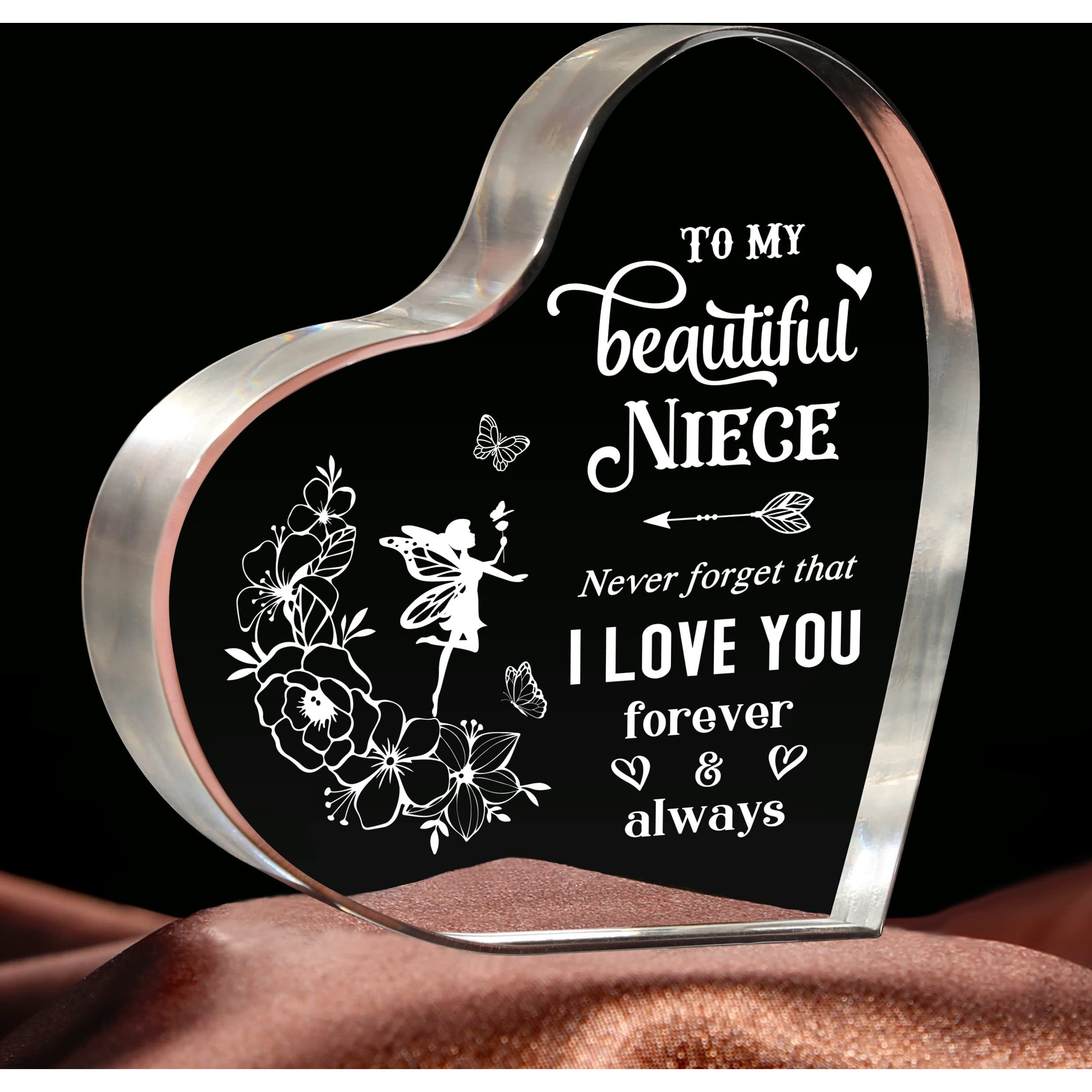 Niece Gifts From Auntie, Gifts For Niece, 3.9X3.9 Inch Acrylic Keepsake To My Niece Birthday Gifts, Cute Niece Gifts From Aunt Uncle, Christmas Gifts For Niece Little Girl Or Niece Adult Baby Niece