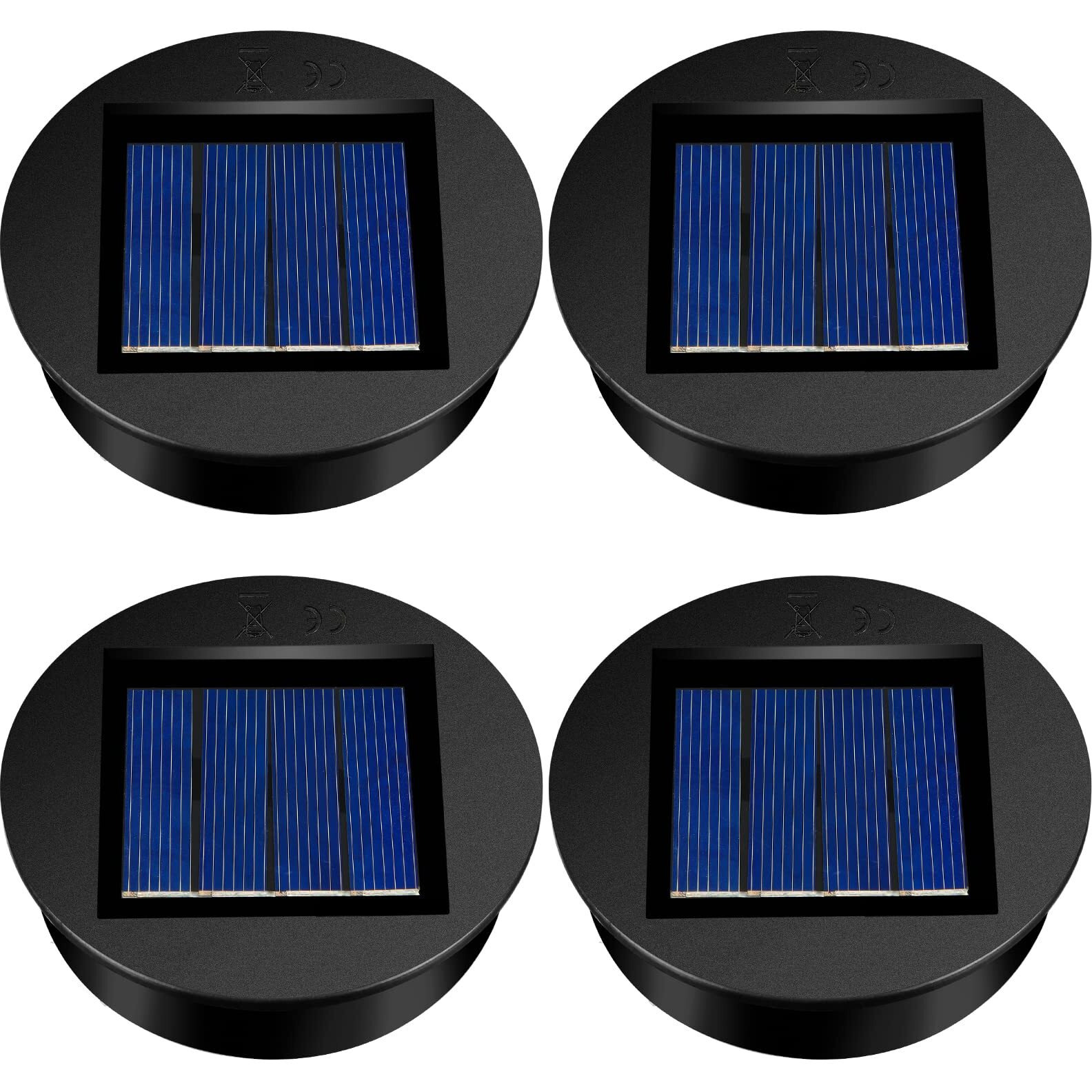4 Pieces Replacement Solar Light Tops Outdoor Hanging Lantern Light Solar Light Parts Round Solar Lights Waterproof Decorative For Outdoor Hanging Lanterns, Warm Light (3.15 Inch In Diameter)