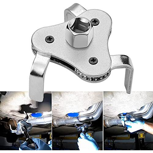 Adjustable Oil Filter Wrench Remover Use From 2-1/2 Inch To 4.5 Inch Oil Filter Wrench Remover Tool Set 3 Jaw - Silver