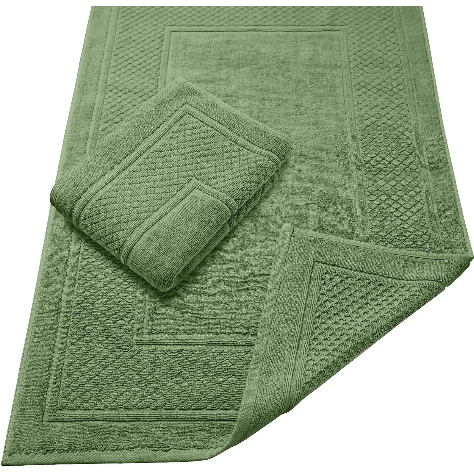 Avalon Bath Mats For Bathroom - Absorbent Bathroom Mats Quick Dry Bath Mat - 100% Cotton Bath Mats Soft Bathroom Floor Mat - Green Bath Mat Absorbent Bath Mat Set Of 2 (22X34 Inches)