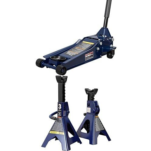 Tce At84007U Torin Hydraulic Low Profile Service/Floor Jack With Dual Piston Quick Lift Pump, 4 Ton (8,000 Lb) Capacity, Blue