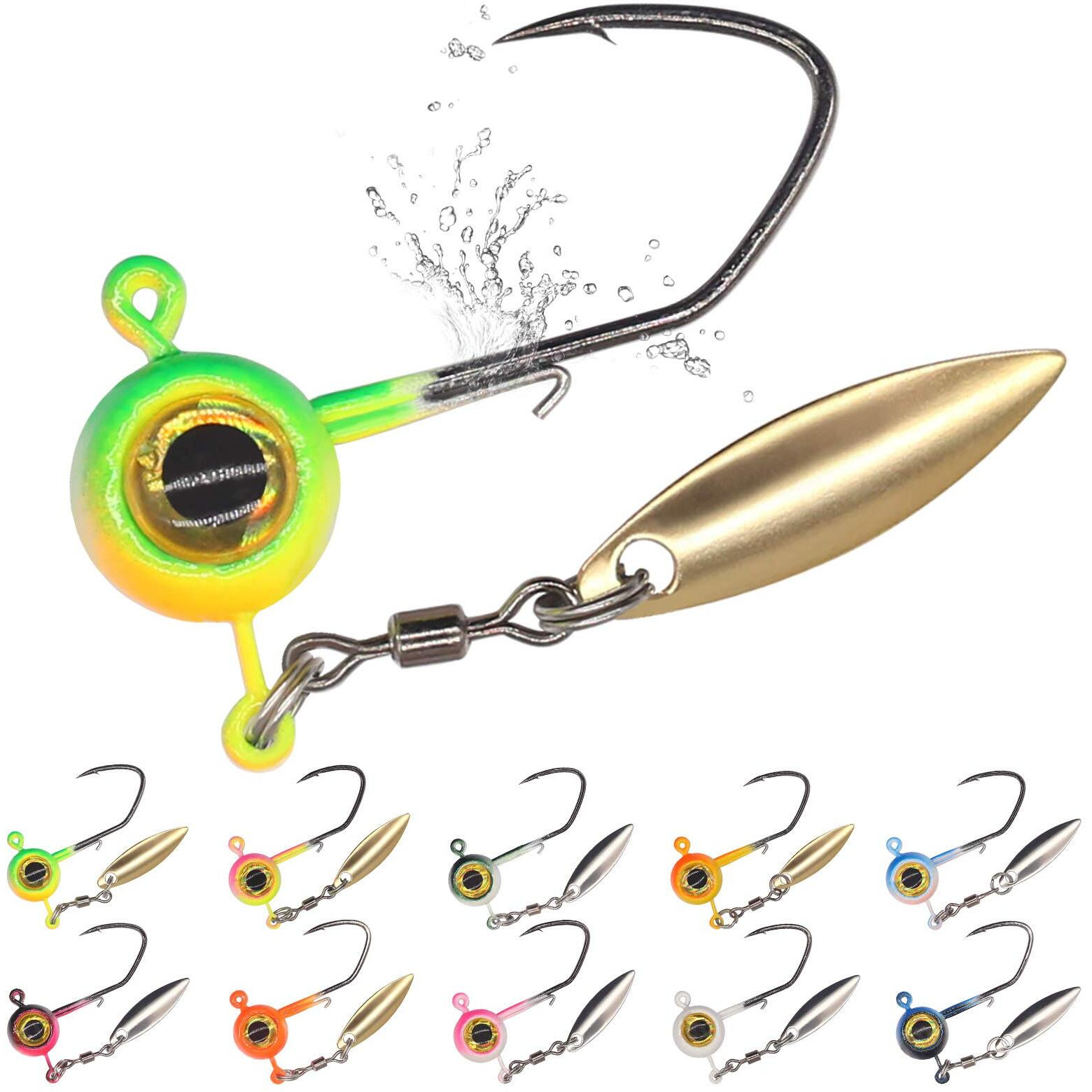 Crappie-Jig-Heads-Kit-With-Underspin-Jig-Head-Spinner-Blade, Crappie Lures And Jigs For Crappie Fishing Jigs - 30 & 50 Pack, 1/8, 1/16, 1/32 Oz