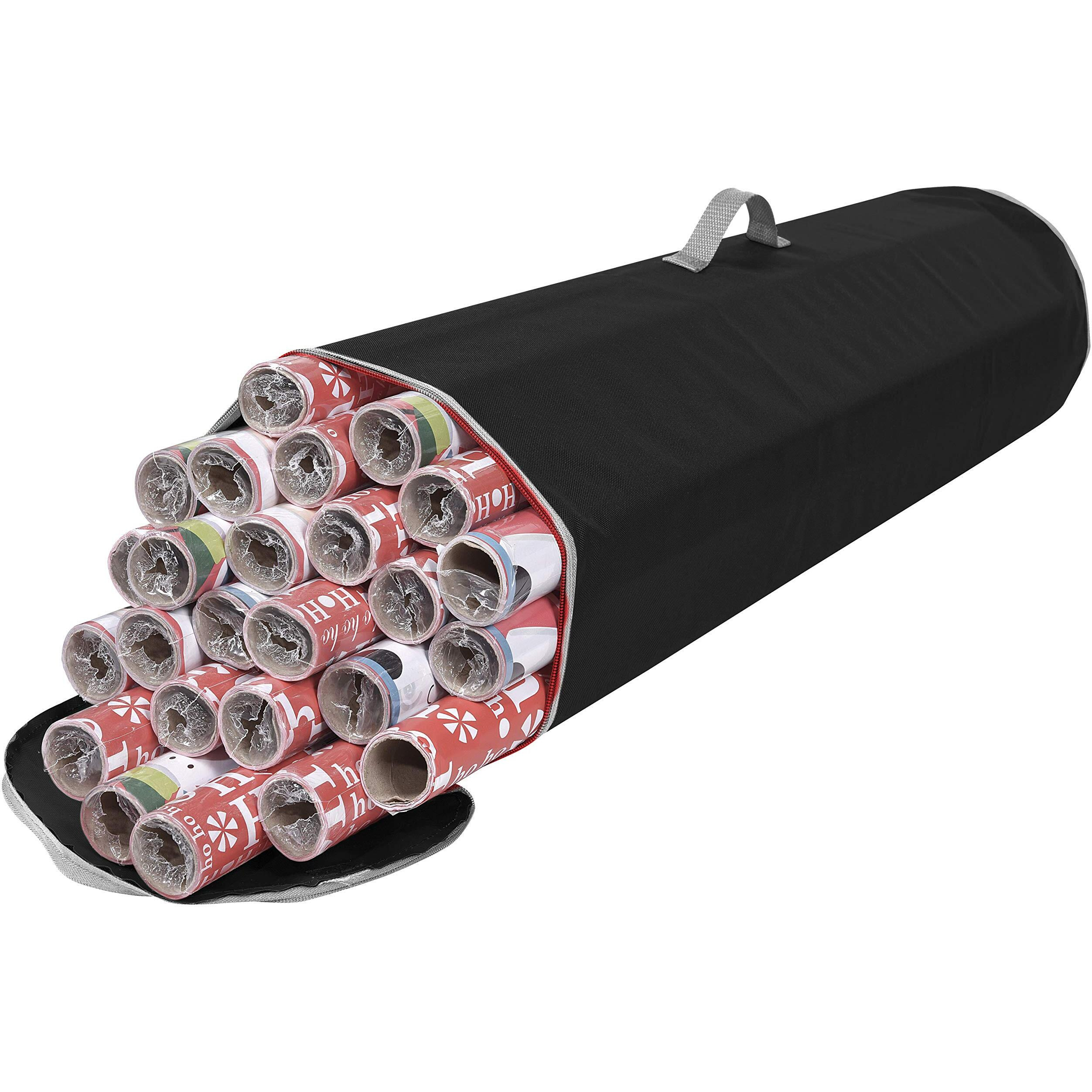 Primode Wrapping Paper Storage Bag  Wrapping Paper Organizer Under Bed For Storing Multiple Rolls Of Gift Wrap, 40 Length Container Constructed Of Durable 600D Oxford Material (Black)