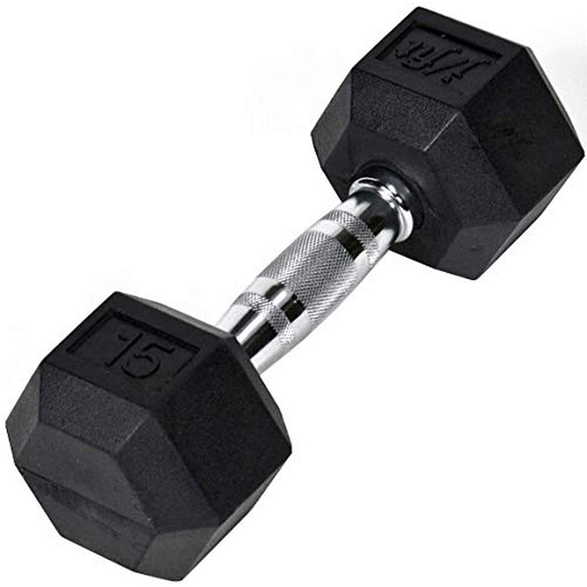 Jfit Rubber Hex Dumbbell, 15 Lb, Single