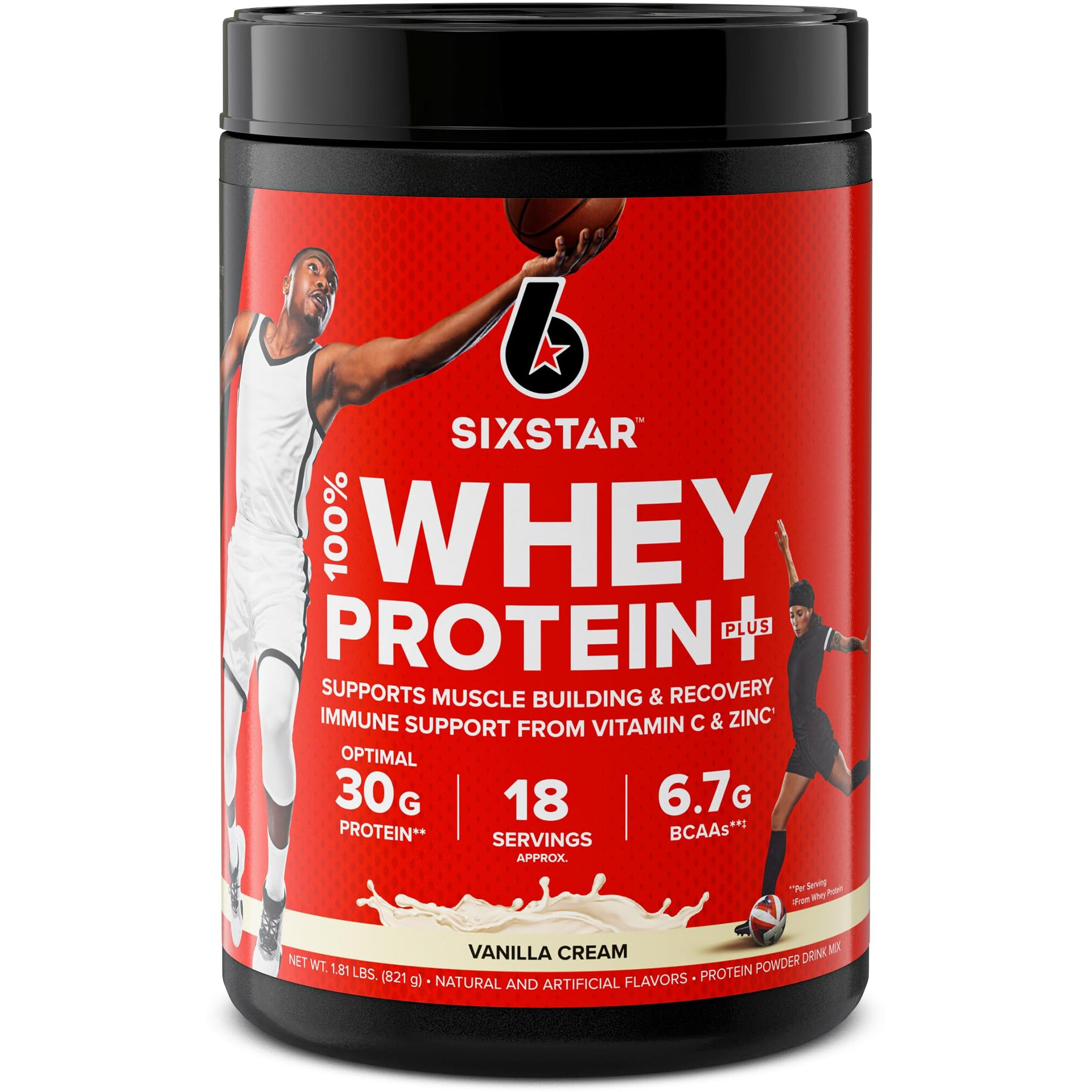 Six Star Whey Protein Powder Plus Whey Protein Isolate & Peptides Lean Protein Powder For Muscle Gain Muscle Builder For Men & Women Vanilla Cream, 1.8 Lbs (Package Varies)