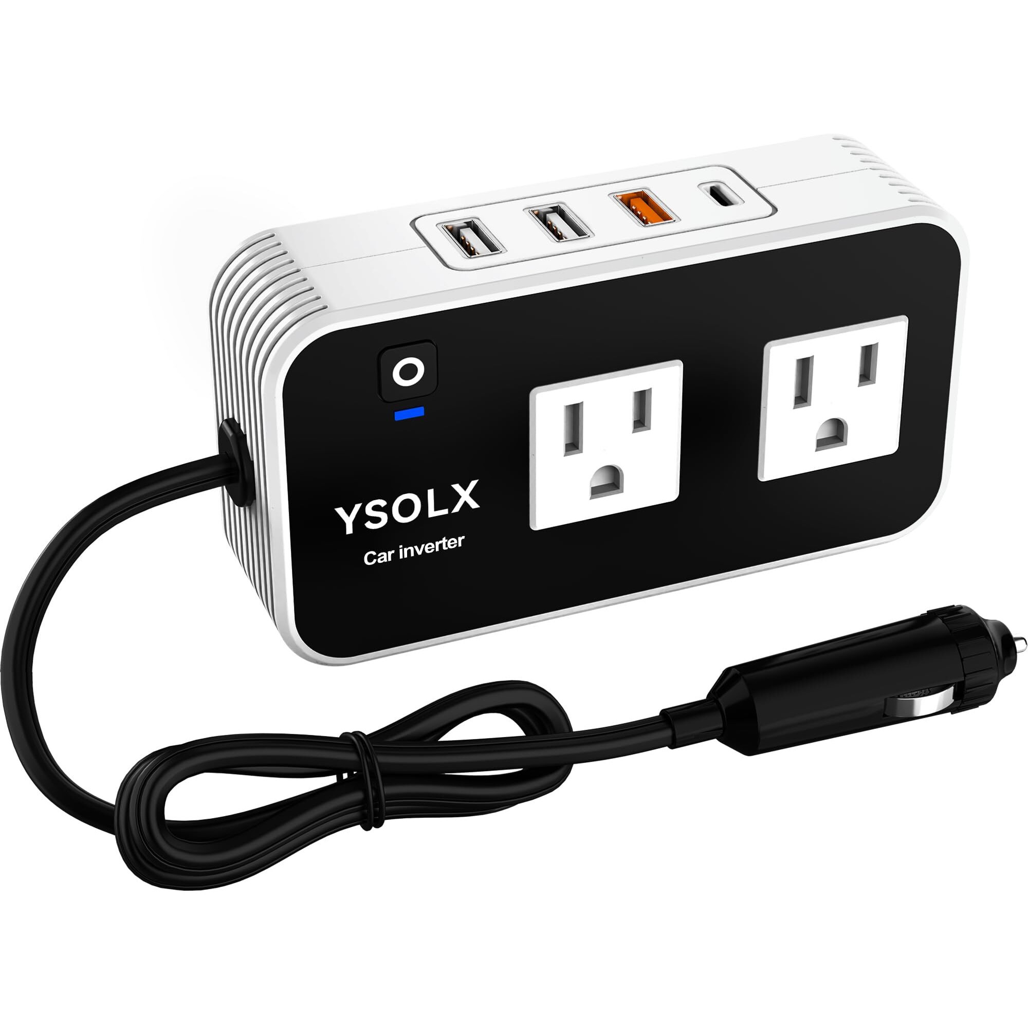Ysolx 200W Car Power Inverter, Dc 12V To 110V Ac Converter, Fast Car Charger Adapter With 18W Quick Charge/ 20W Usb-C/ 4.8A Dual Usb/Dual 110V Ac Outlet, Car Plug Adapter Outlet For Laptop