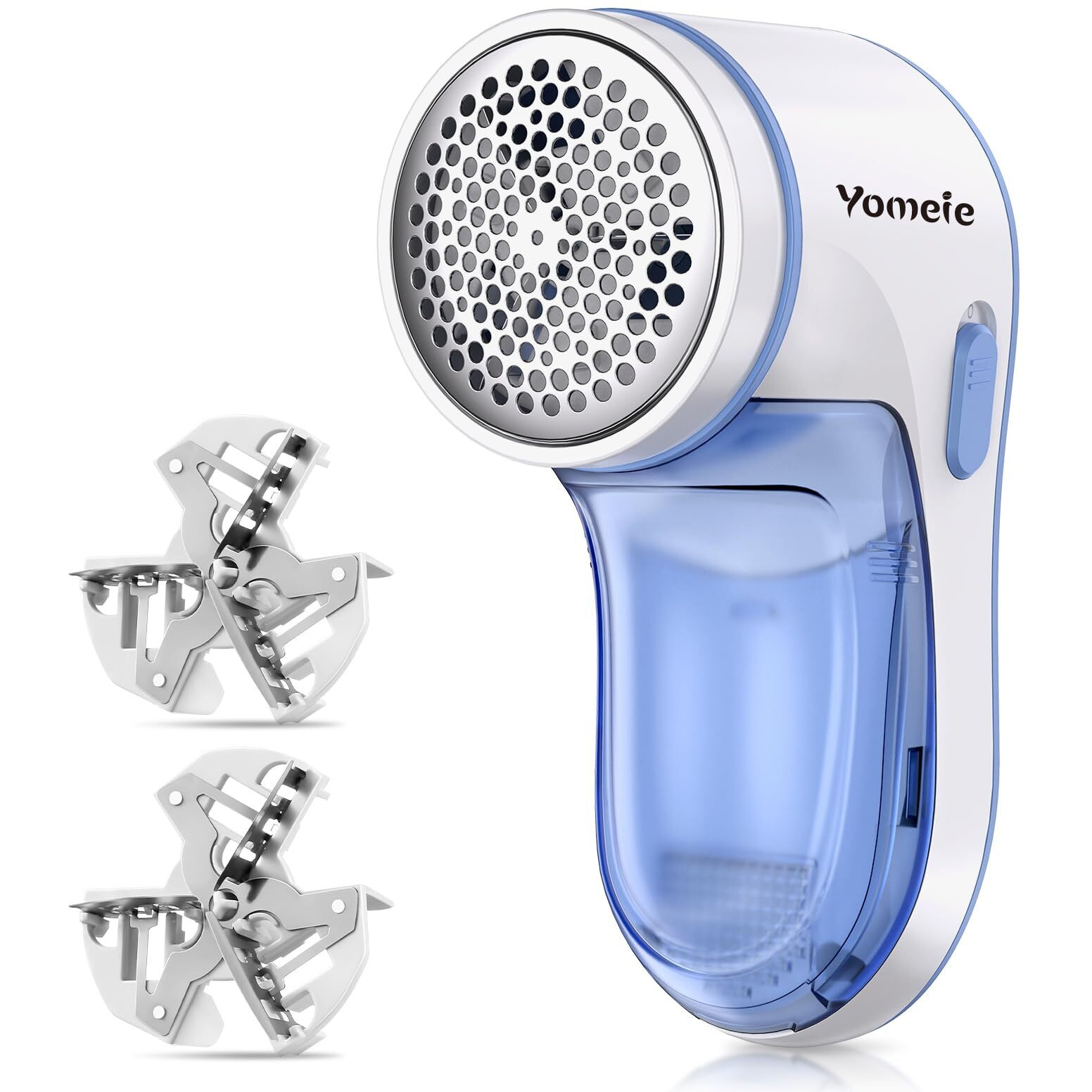 Yomeie Fabric Shaver, Electric Lint Remover, Lint Shaver For Clothes & Furniture, Sweater Shaver & Pill Remover - Effivent, Effortlessly Remove Pilling, Lint, Fuzz From Couch - Battery Operated, Blue