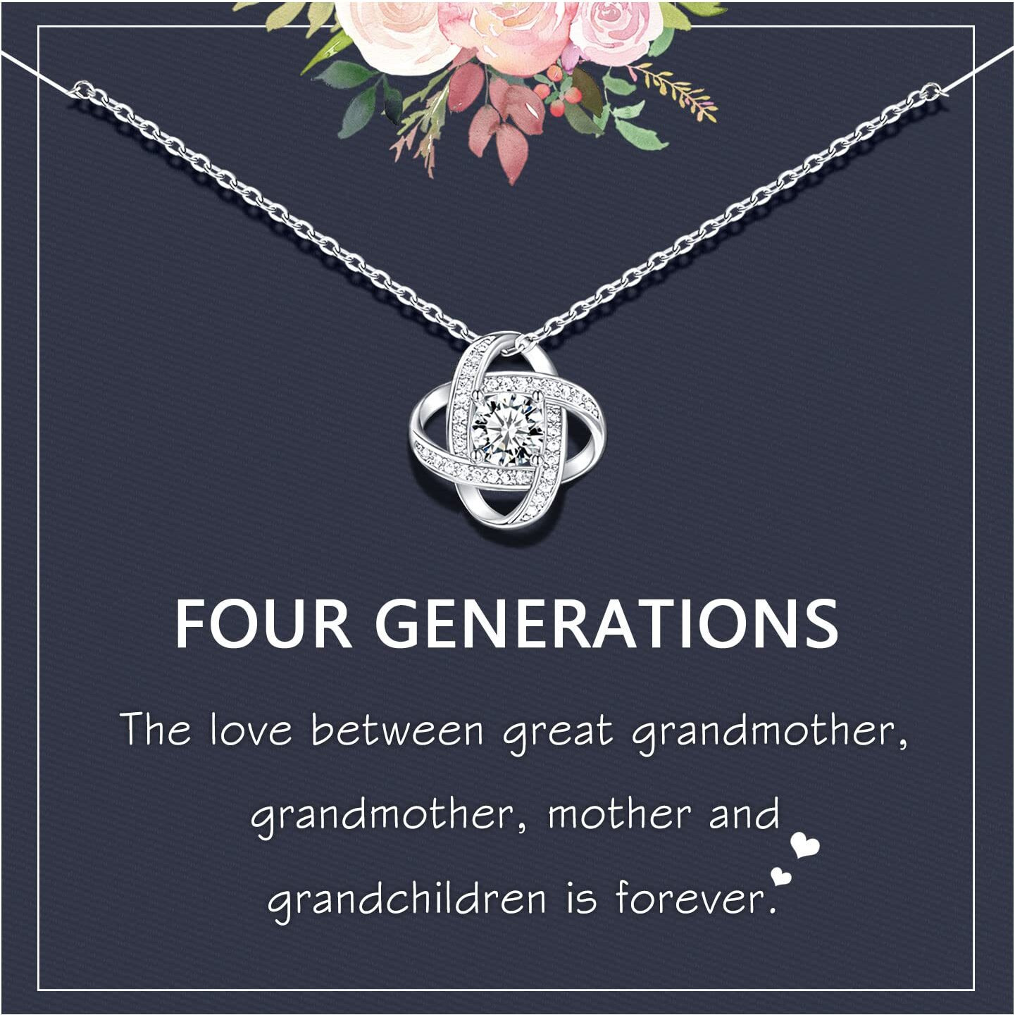 Ungent Them Great Grandma Gifts, Four Generations Necklace Mothers Day Birthday Christmas Gifts For Great Grandma Grandmother Necklace