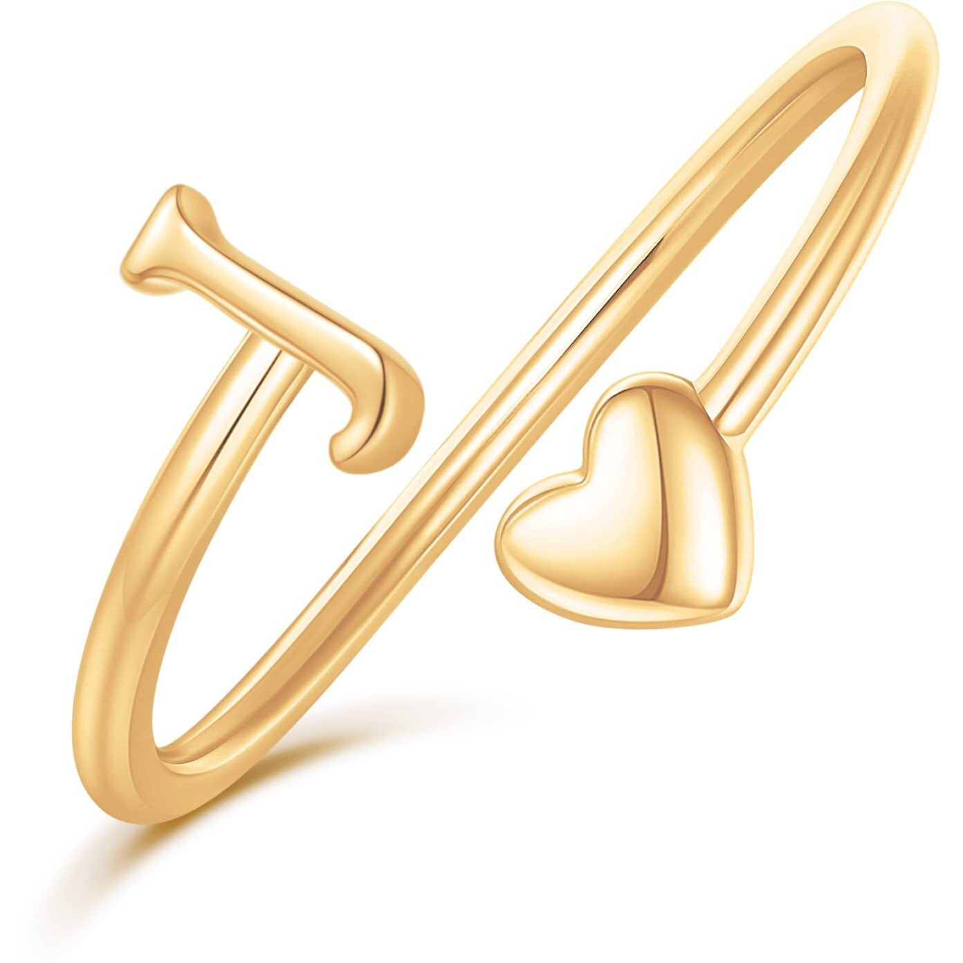 Ailetop Gold Rings For Women Teen Girls,14K Gold Plated Adjustable Rings For Women Heart Ring Letter J Initial Ring For Girls Cute Heart Initial Rings For Teen Girls Gifts