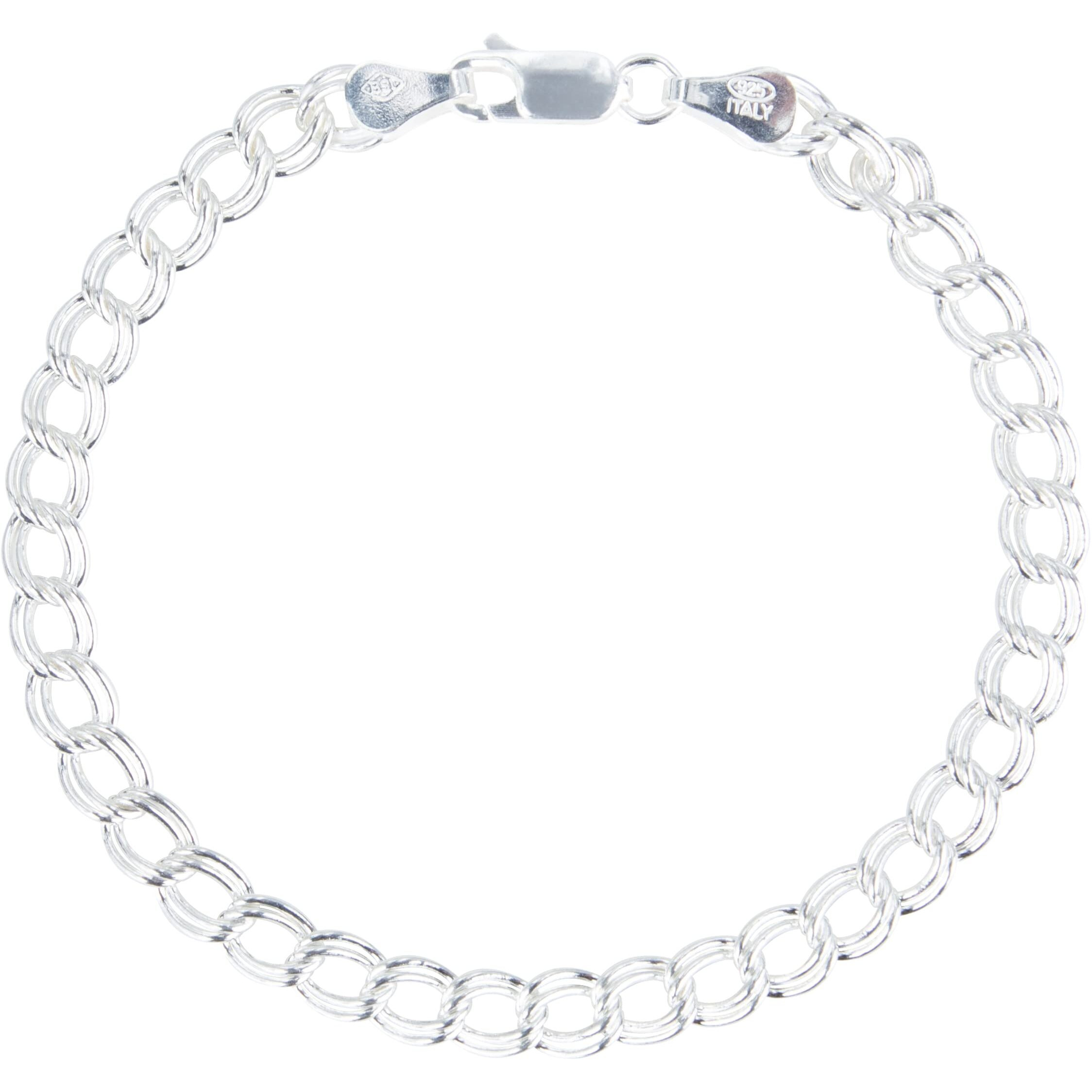 Pori Jewelers 925 Sterling Silver Italian Charm Link Chain Bracelet For Men And Women - Size 7