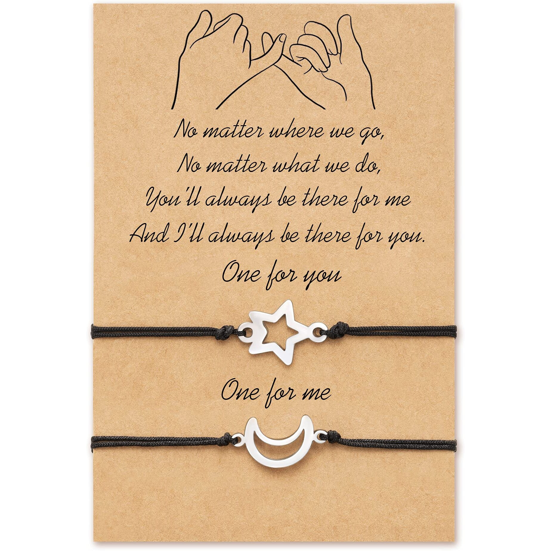 Tarsus Moon Star Bracelets Set For 2 Bestfriend Best Friend Gift Birthday Friendship Bff Sister Couples Gifts Women Men Girlfrend Boyfriend His Her