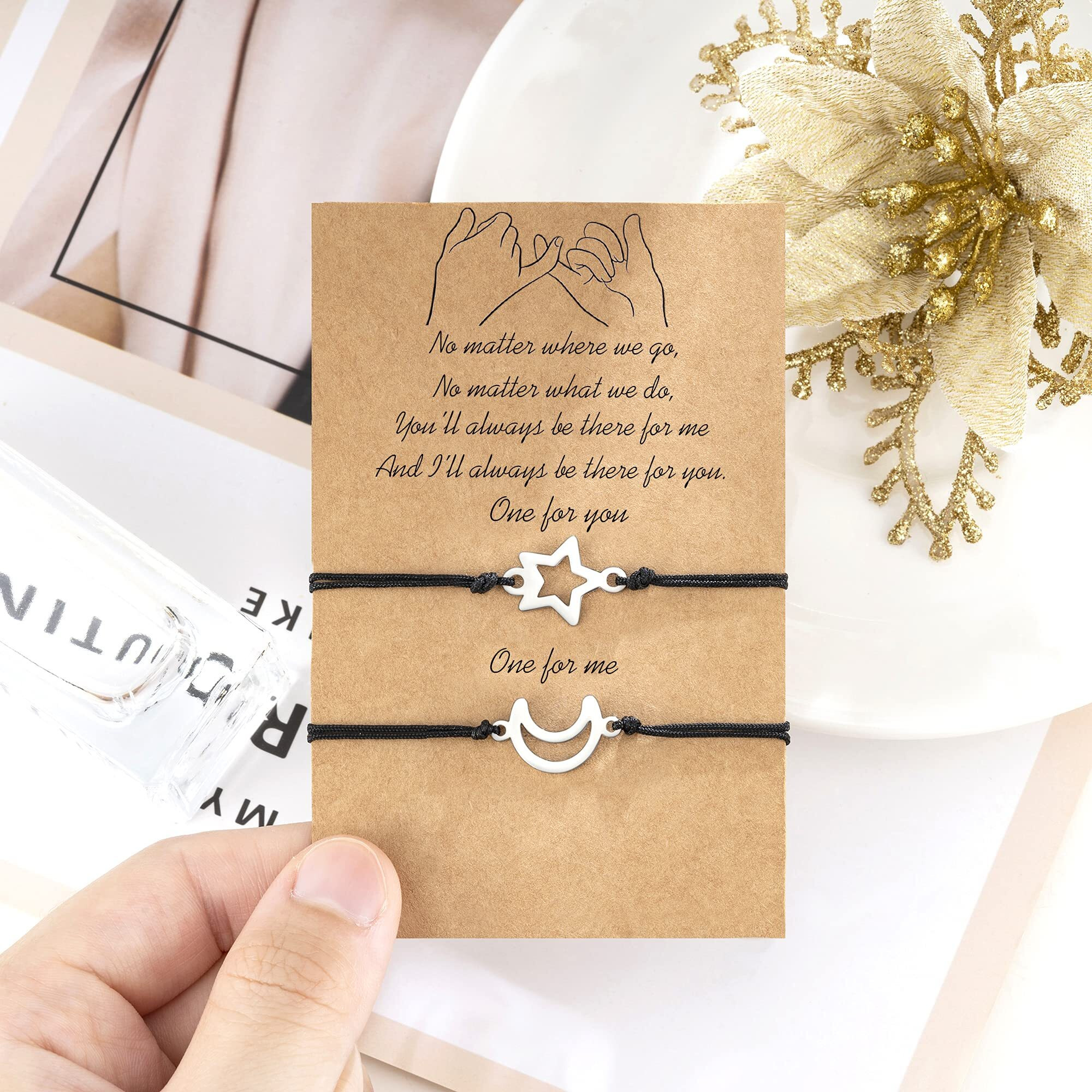 Tarsus Moon Star Bracelets Set For 2 Bestfriend Best Friend Gift Birthday Friendship Bff Sister Couples Gifts Women Men Girlfrend Boyfriend His Her