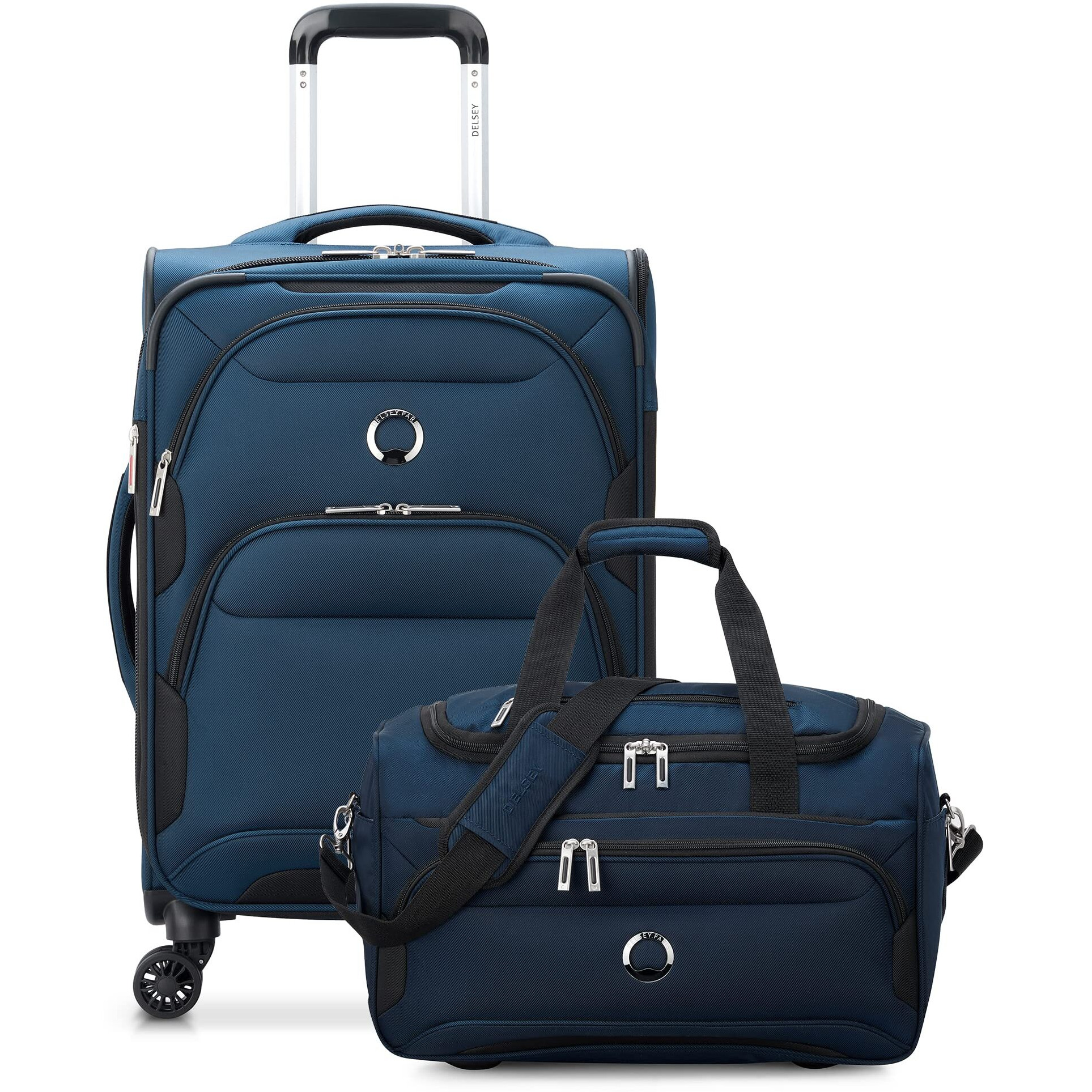 Delsey Paris Sky Max 2.0 Softside Expandable Luggage With Spinners 2Pc, Blue, 2-Piece Set (21/Duffle)