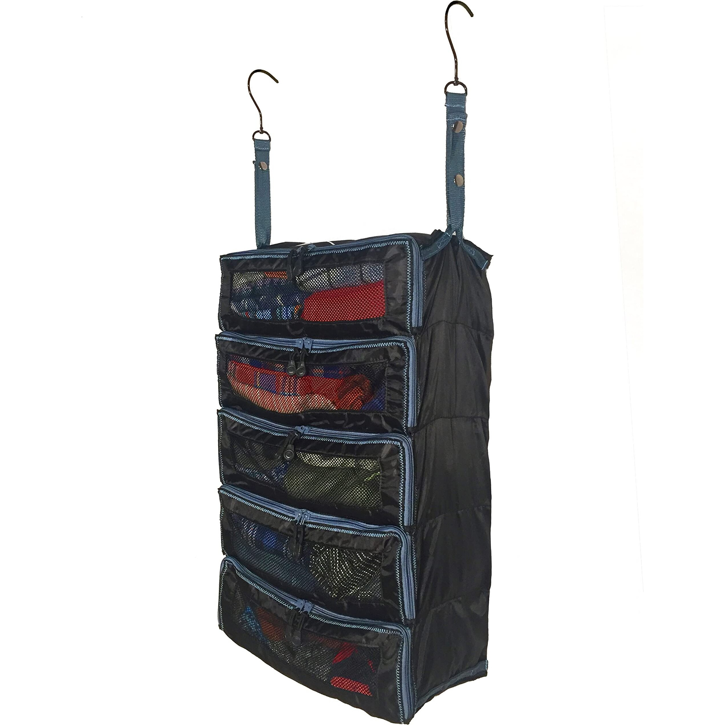 Pack Gear Suitcase Organizer | Pack More In Your Large Or Carry On Luggage | Unpack Instantly With These Compression Packing Cubes For Suitcases | Hanging Shelf Organizer For Closet (Black) (Large)