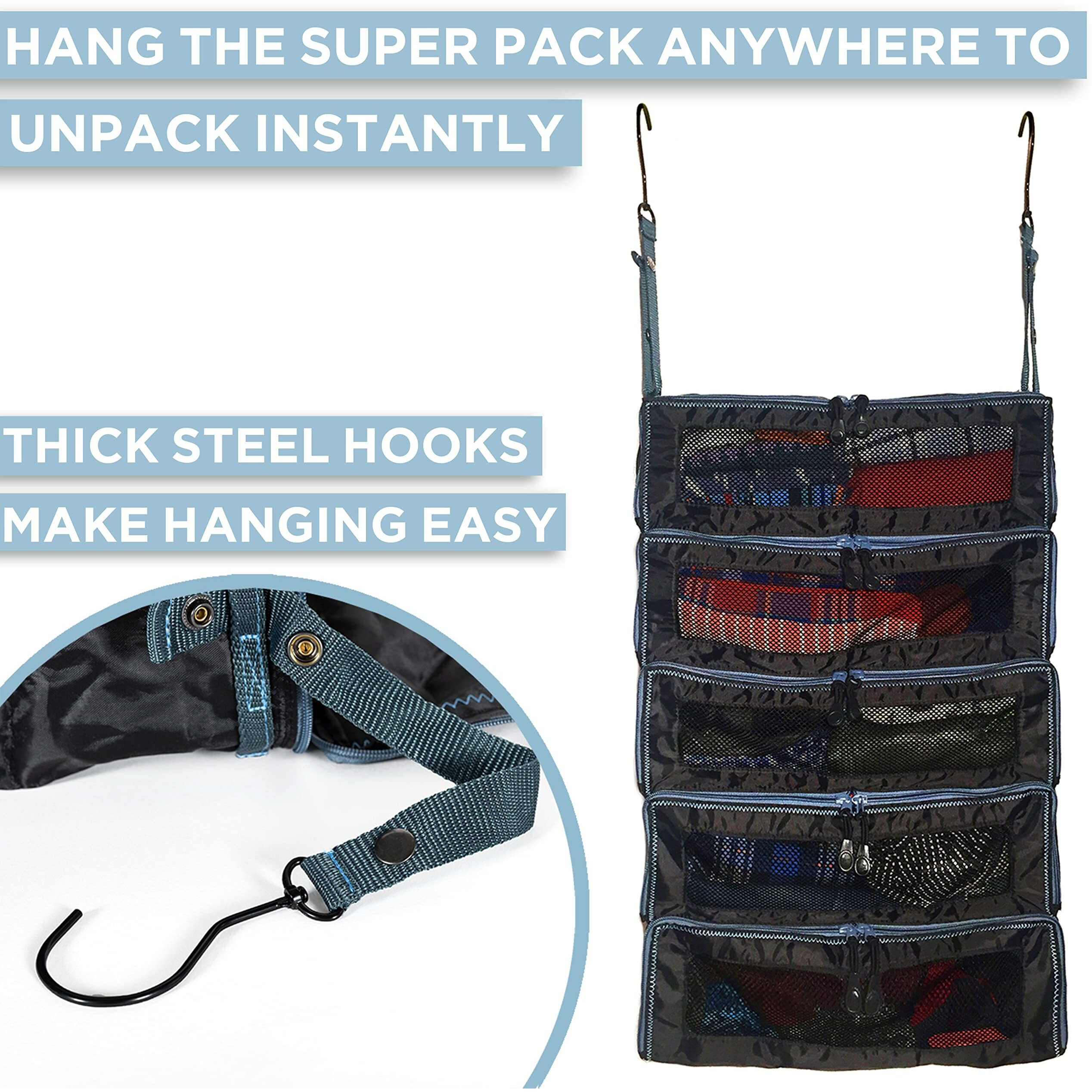 Pack Gear Suitcase Organizer | Pack More In Your Large Or Carry On Luggage | Unpack Instantly With These Compression Packing Cubes For Suitcases | Hanging Shelf Organizer For Closet (Black) (Large)