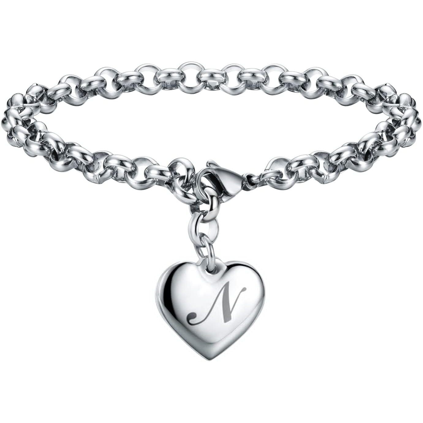 Sannyra Charm N Bracelet Gifts | Heart Initial Charms Bracelets For Women Trendy | 26 Letters Stainless Steel Bracelet Gifts Ideas For Teen Girls