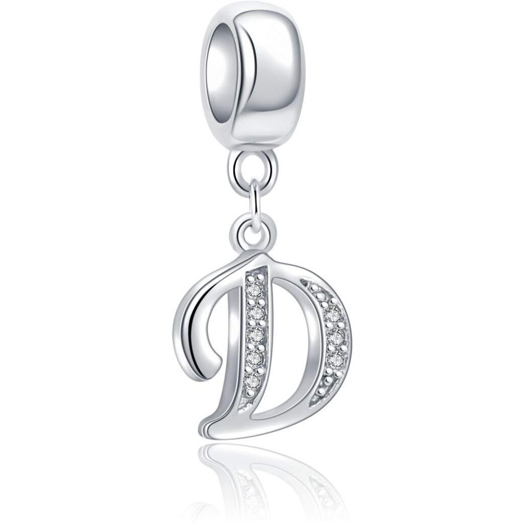 Soukiss Letter D Charm Sterling Silver 925 Initial A-Z Alphabet Beads Name Charm For Bracelet Charms