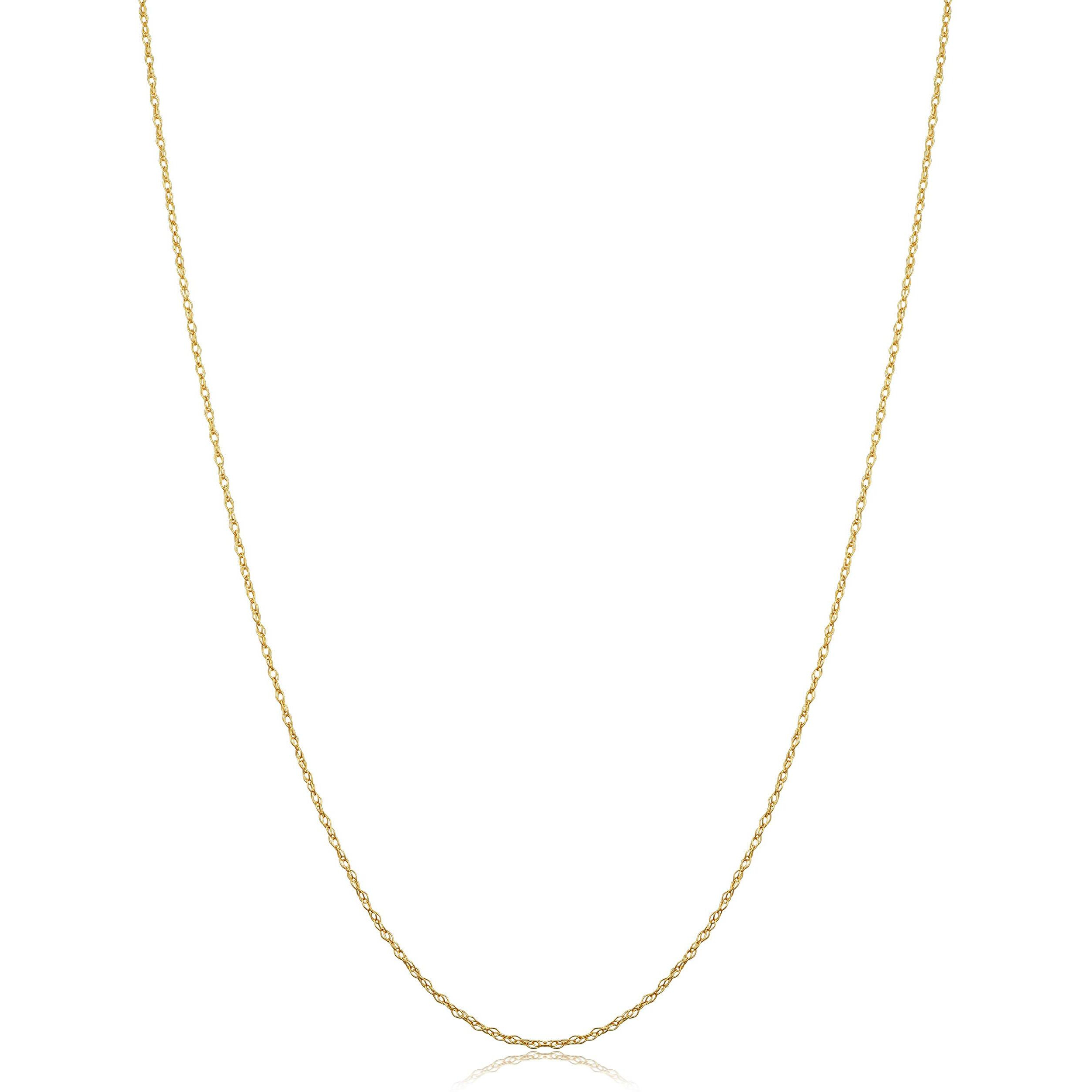 Kooljewelry 10K Yellow Gold Rope Chain Pendant Necklace (0.7 Mm, 14 Inch)