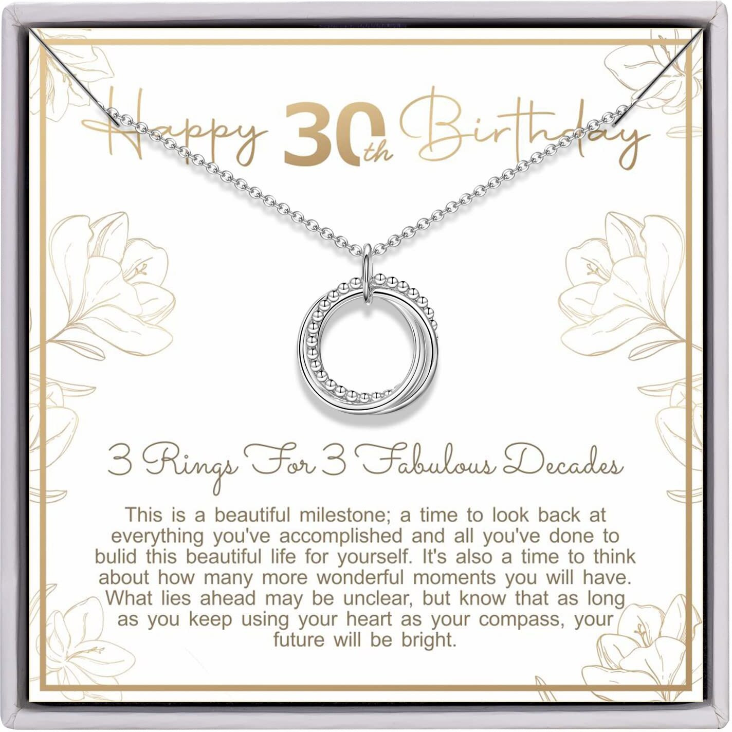 Am Annis Munn 30Th Birthday Gifts For Women, 925 Sterling Silver Necklace 30Th Birthday Gifts For Women Circles Women Necklace Jewelry For Women Christmas Gift