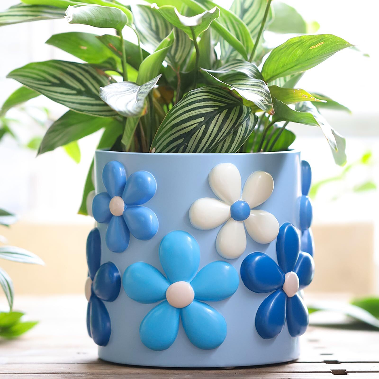 Gugugo Colorful Flowers Planters Cute Unique Rainbow Planter With Drainage, Vintage Retro Flower Plant Pots For Indoor & Outdoor Plants, Eclectic Succulent Gardening Pot For Boho Modern Home DOr-B