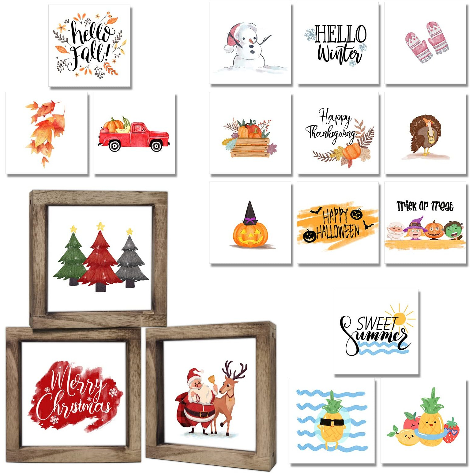 Christmas Decorations Farmhouse Christmas Home Decor Merry Christmas Signs 36 Interchangeable Sayings With 3 Wooden Frames Merry Christmas Decorations For Office And Living Room Tiered Tray Decor Table Desk Wall Decor Seasonal Decoration Holiday Gift