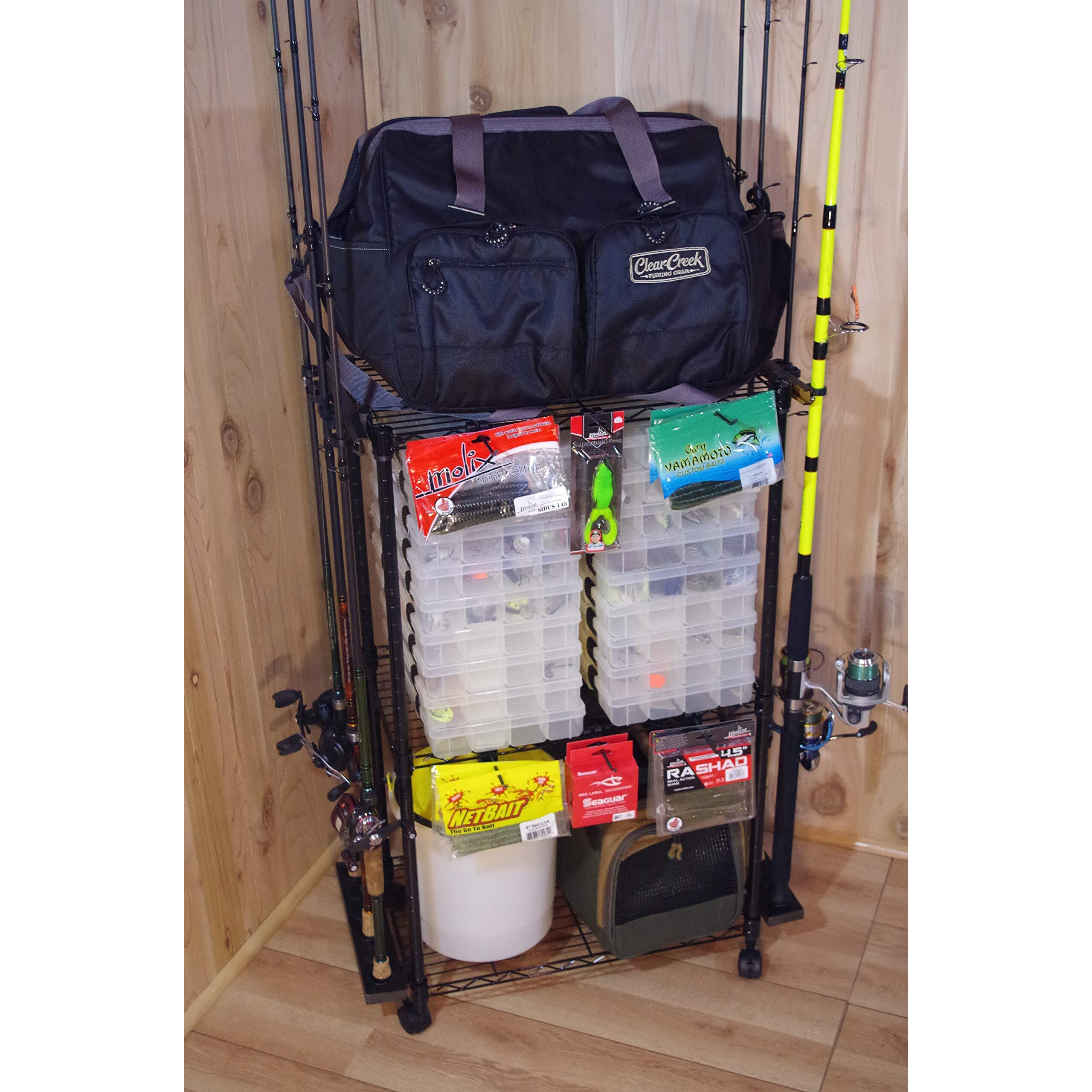 Old Cedar Outfitters Rolling Rod Cart And Tackle Trolley Holds 12 Rod And Reel Combo For Garage And Home Storage