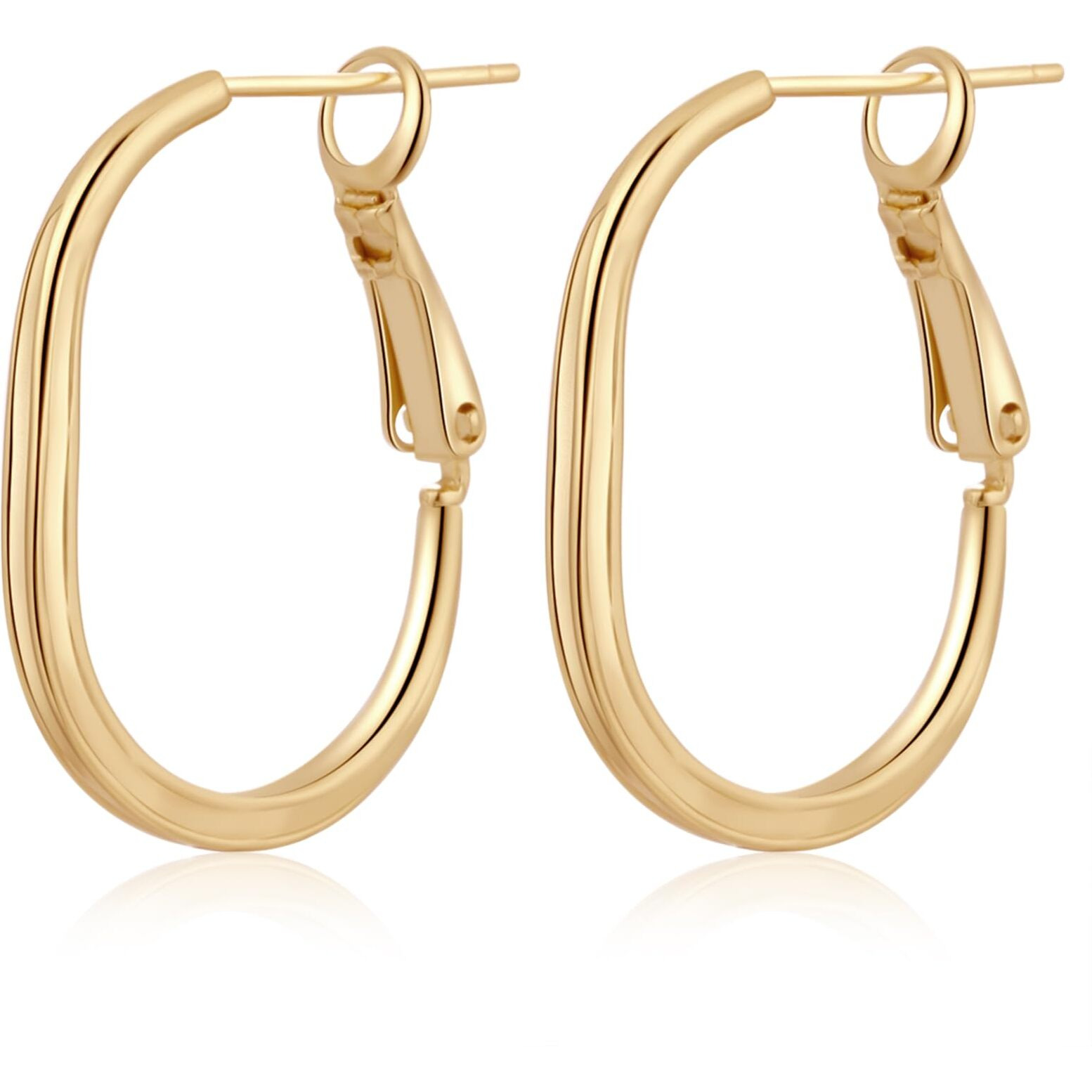 Toheart 14K Gold Hoop Earrings For Womens Rectangle Hoop Earrings Gold Plated Small Hoops