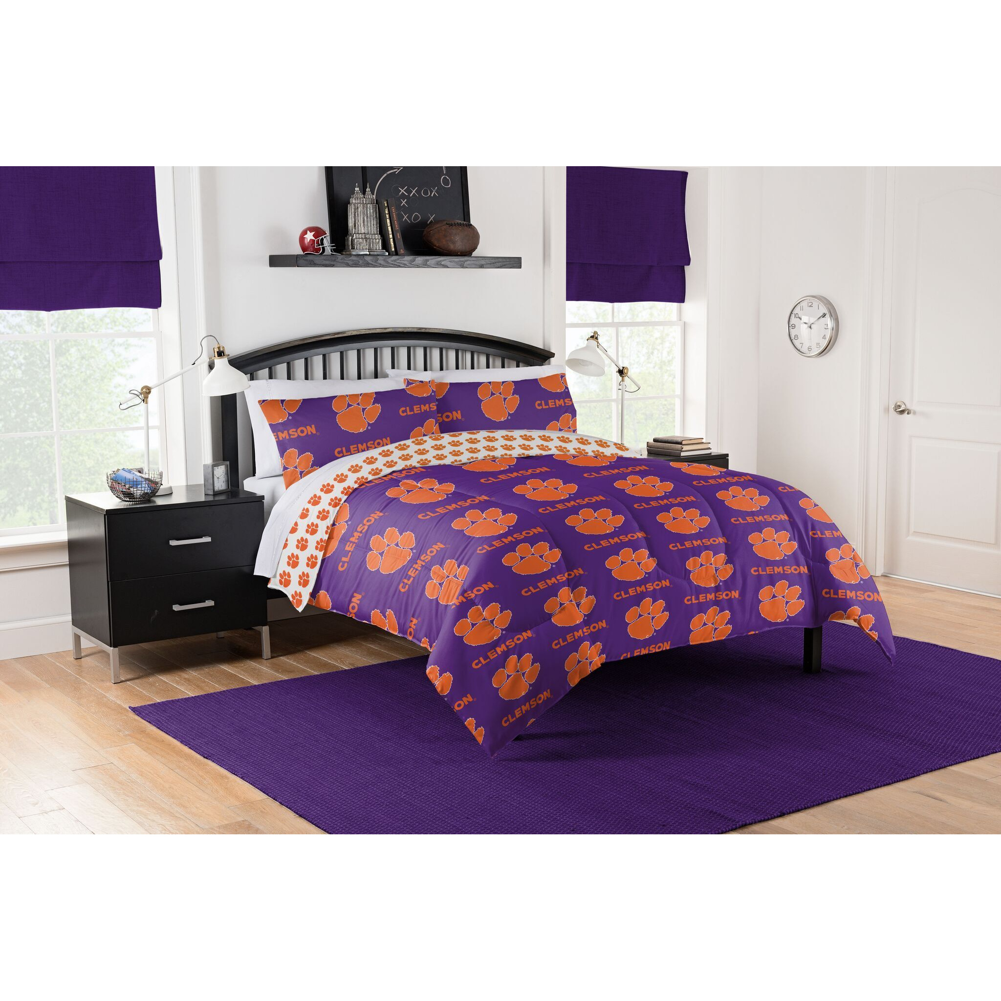 Clemson Tigers Rotary Queen Bed In A Bag Set(D0102H94Vmy)