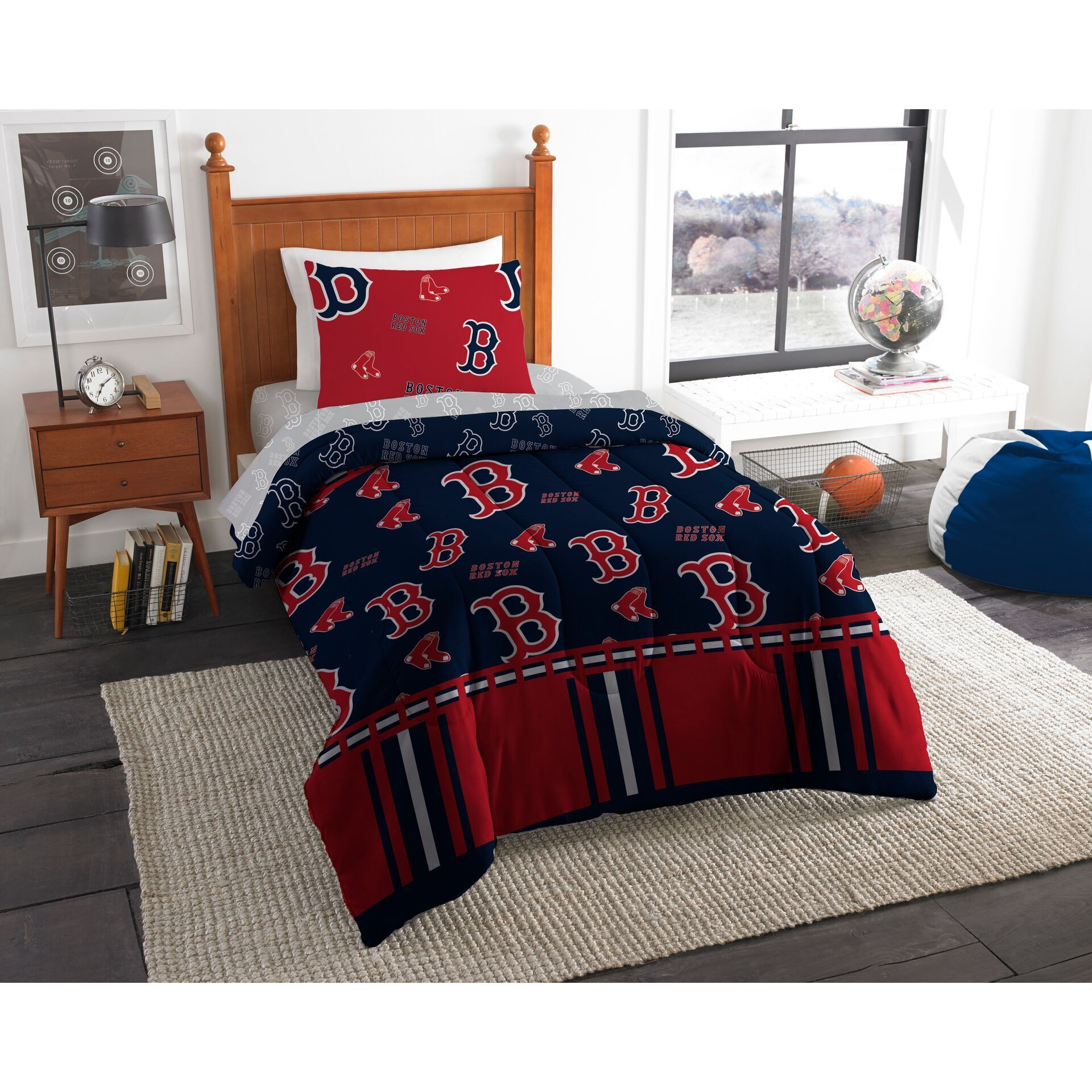 Boston Red Sox Official Mlb Twin Bed In Bag Set(D0102H941F7)