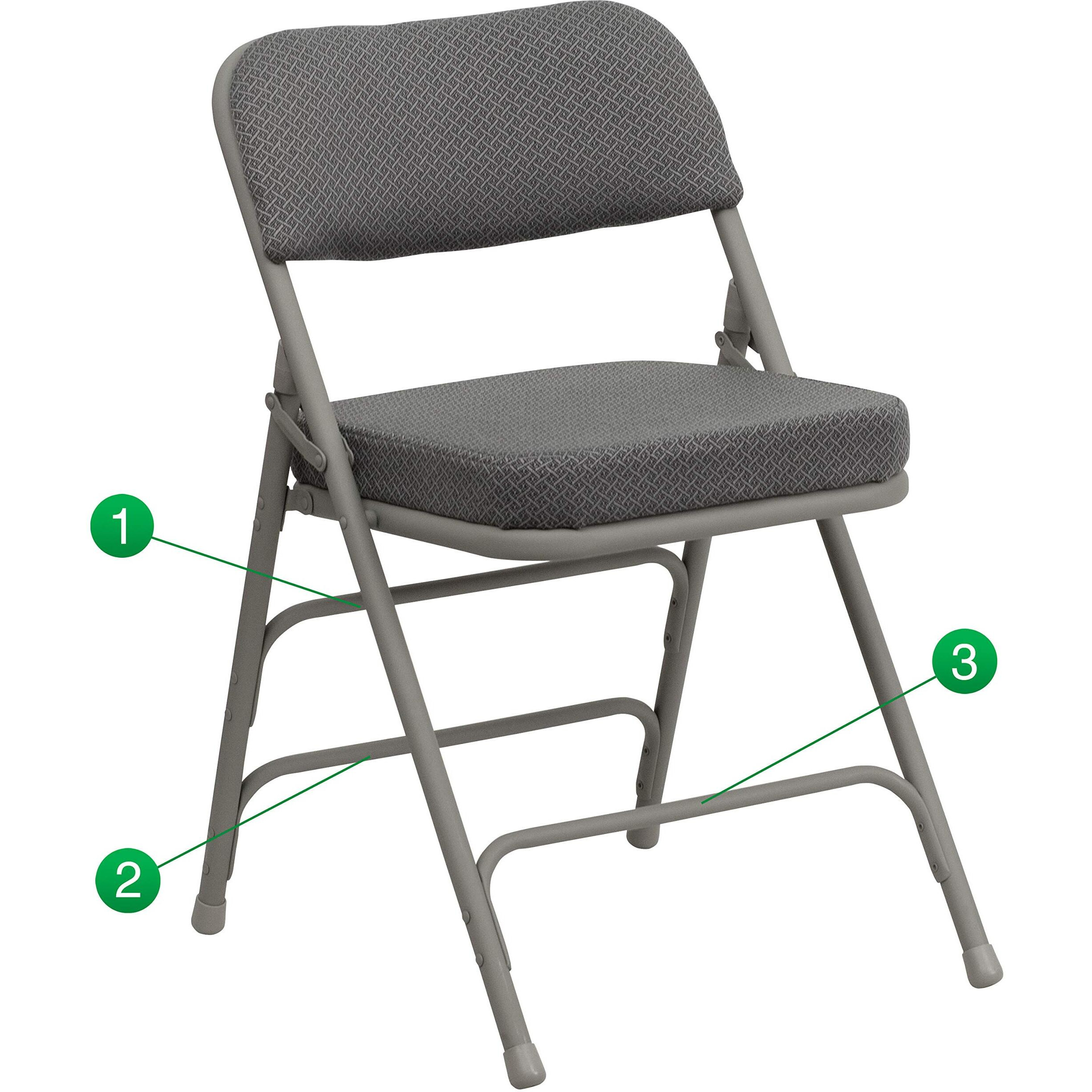 Flash Furniture Hercules Series Premium Curved Triple Braced & Double Hinged Gray Fabric Metal Folding Chair