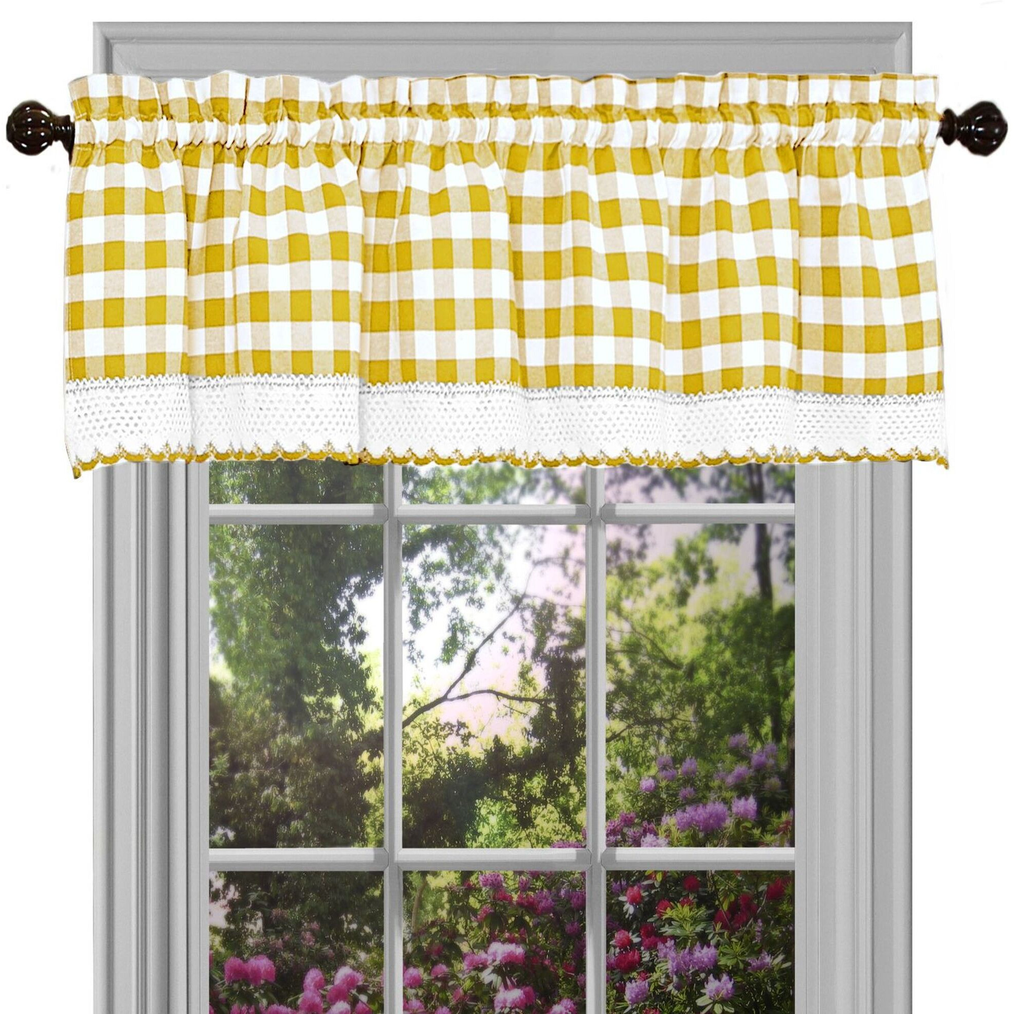 Buffalo Check Window Curtain Valance - 58X14 - Yellow