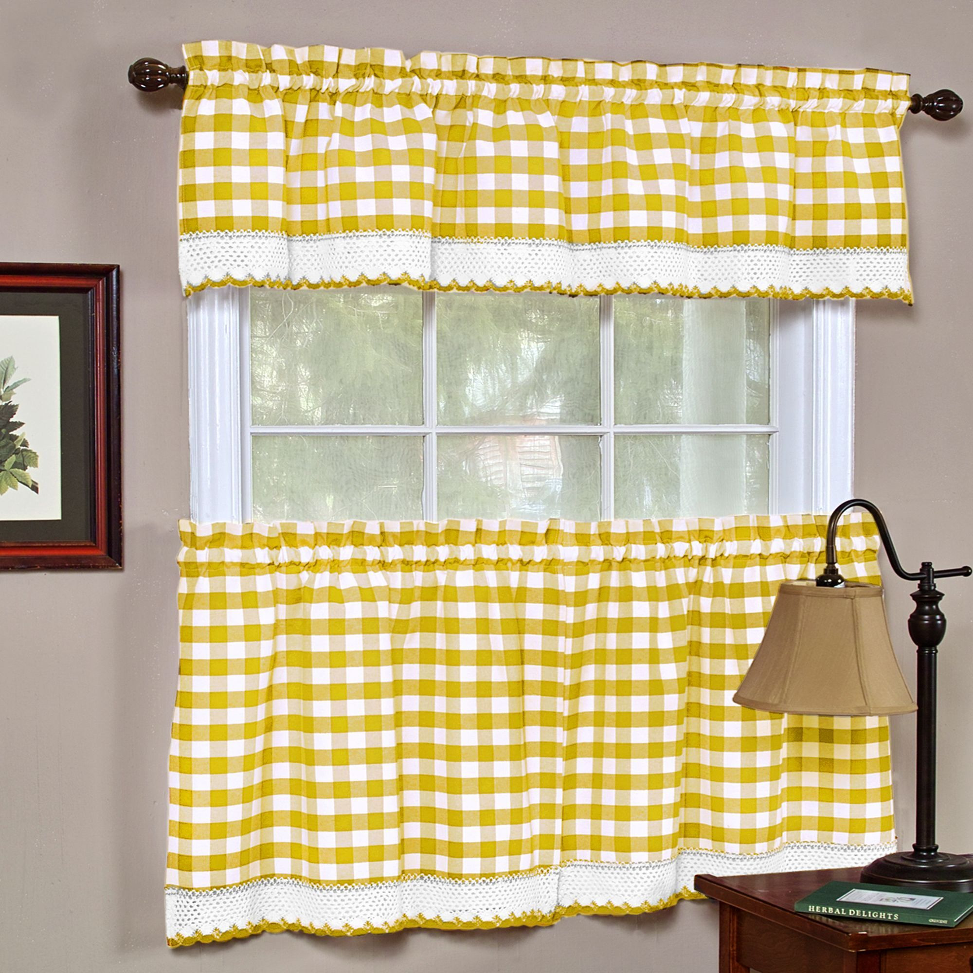 Buffalo Check Window Curtain Valance - 58X14 - Yellow